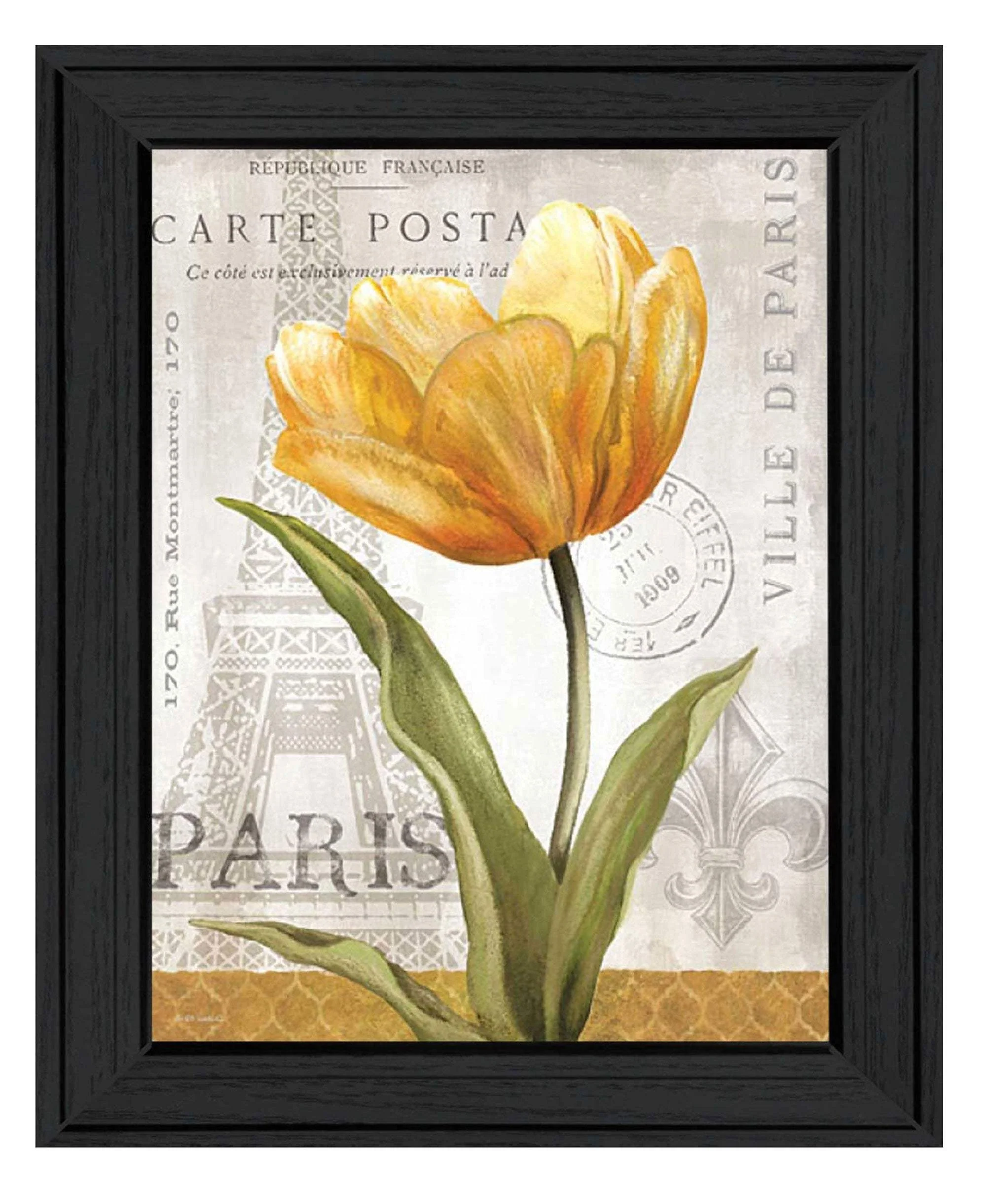 Golden Flower Black Framed Print Wall Art - Image 2