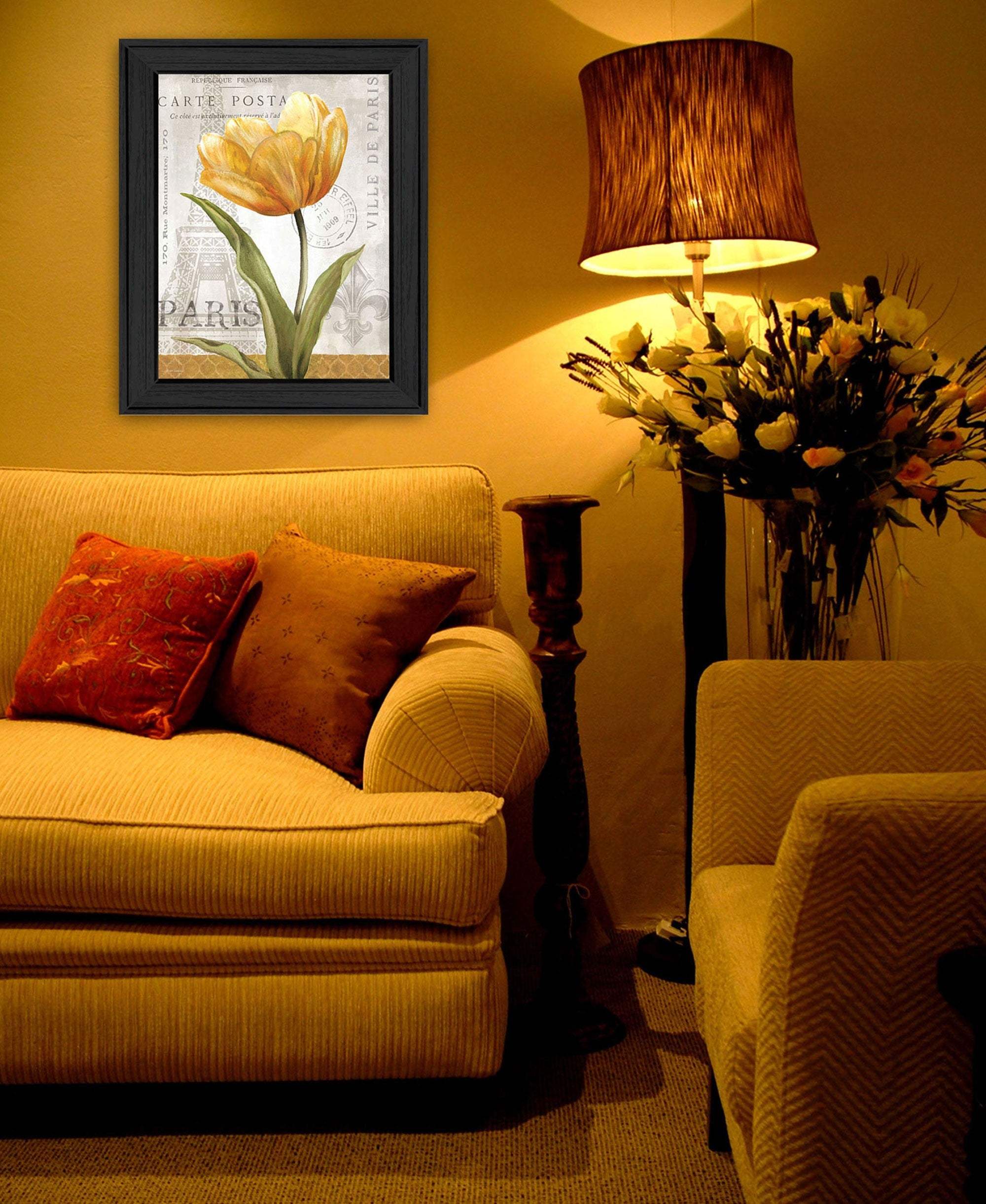 Golden Flower Black Framed Print Wall Art - Image 4