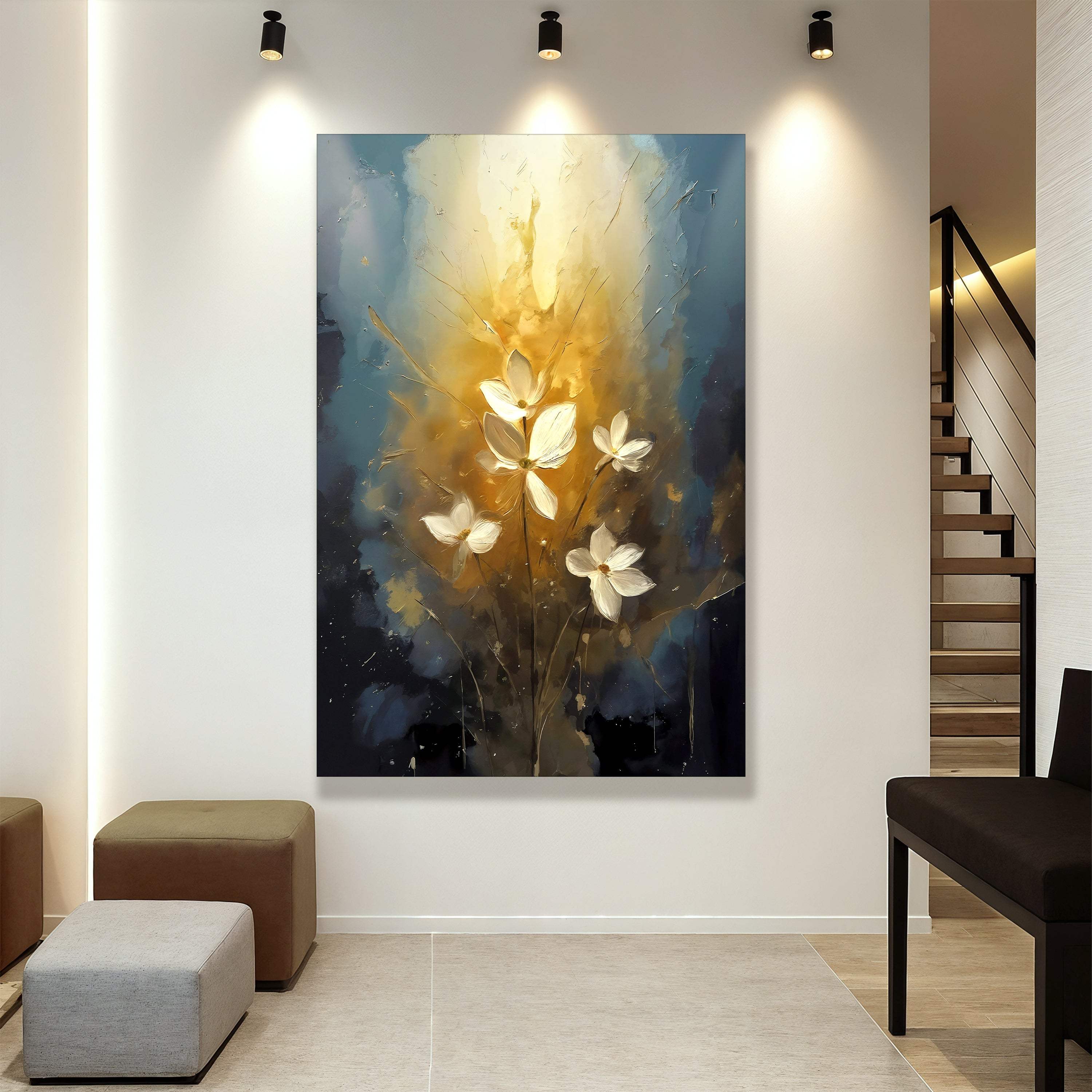 Golden Glow Elegant Flower Wall Art - Image 3