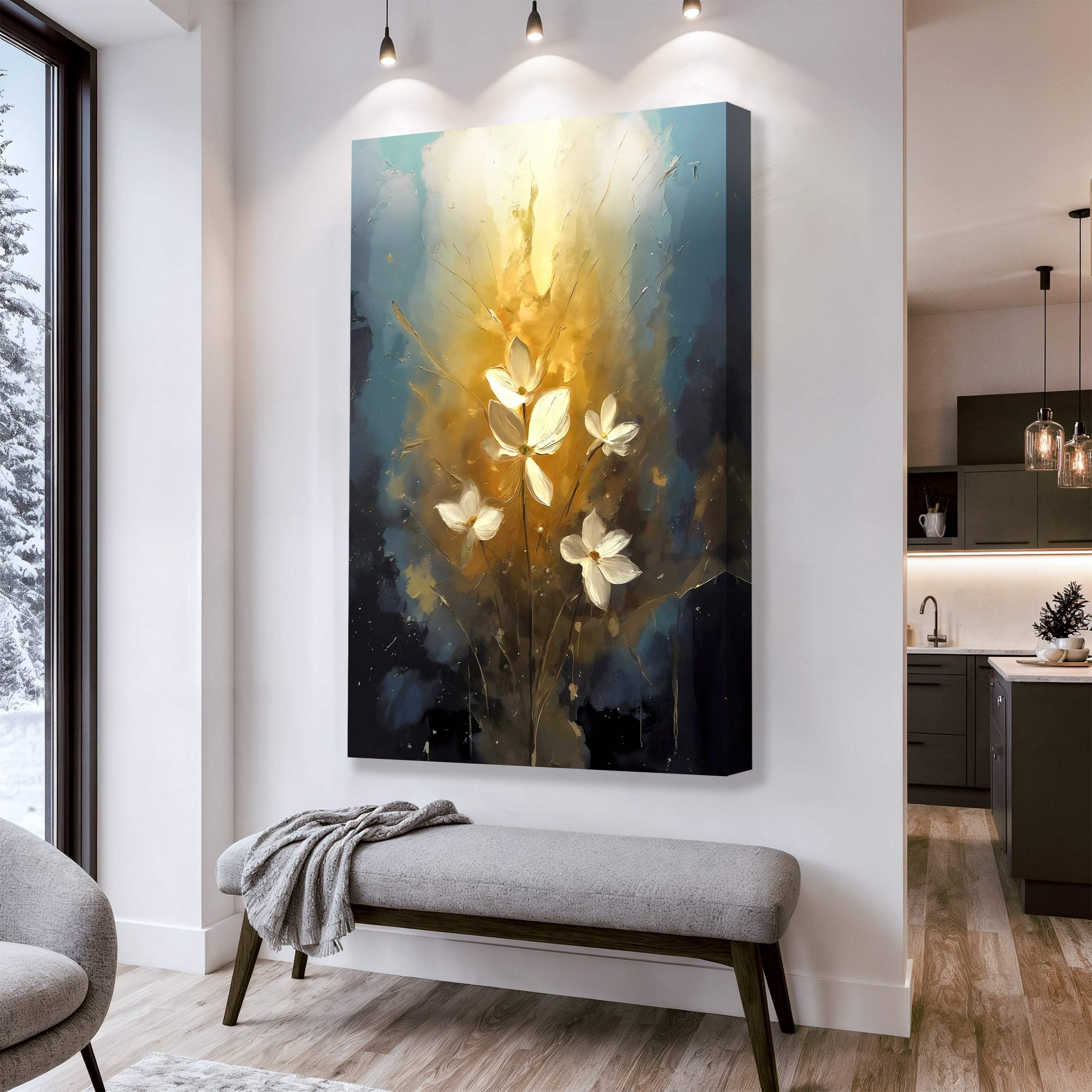 Golden Glow Elegant Flower Wall Art - Image 4