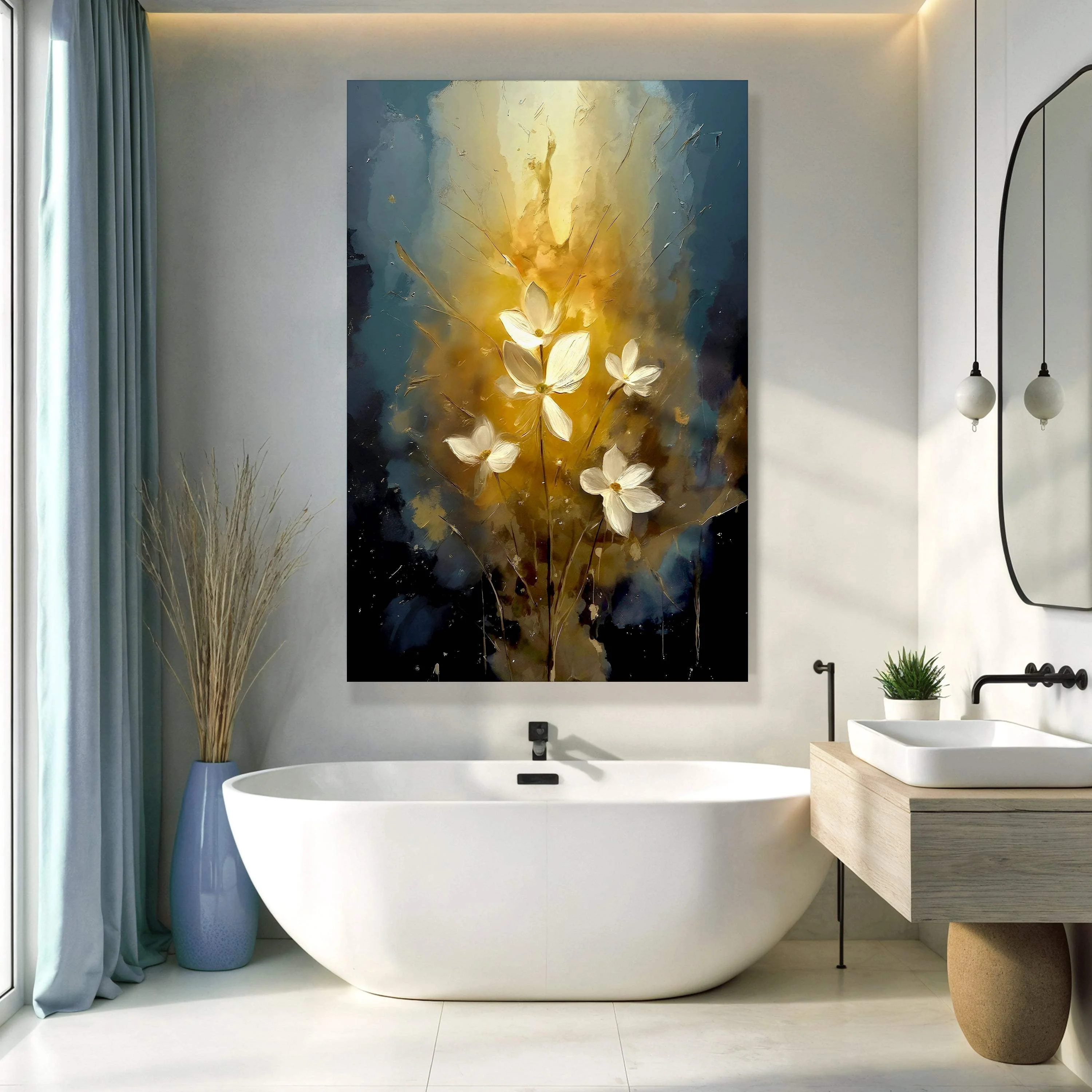 Golden Glow Elegant Flower Wall Art - Image 5