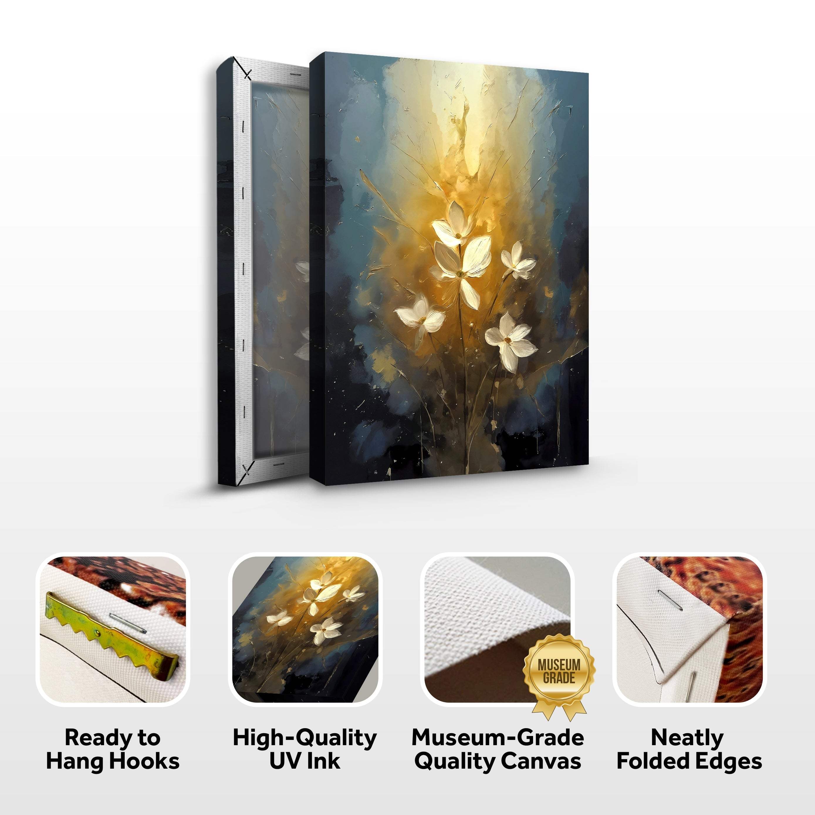 Golden Glow Elegant Flower Wall Art - Image 8