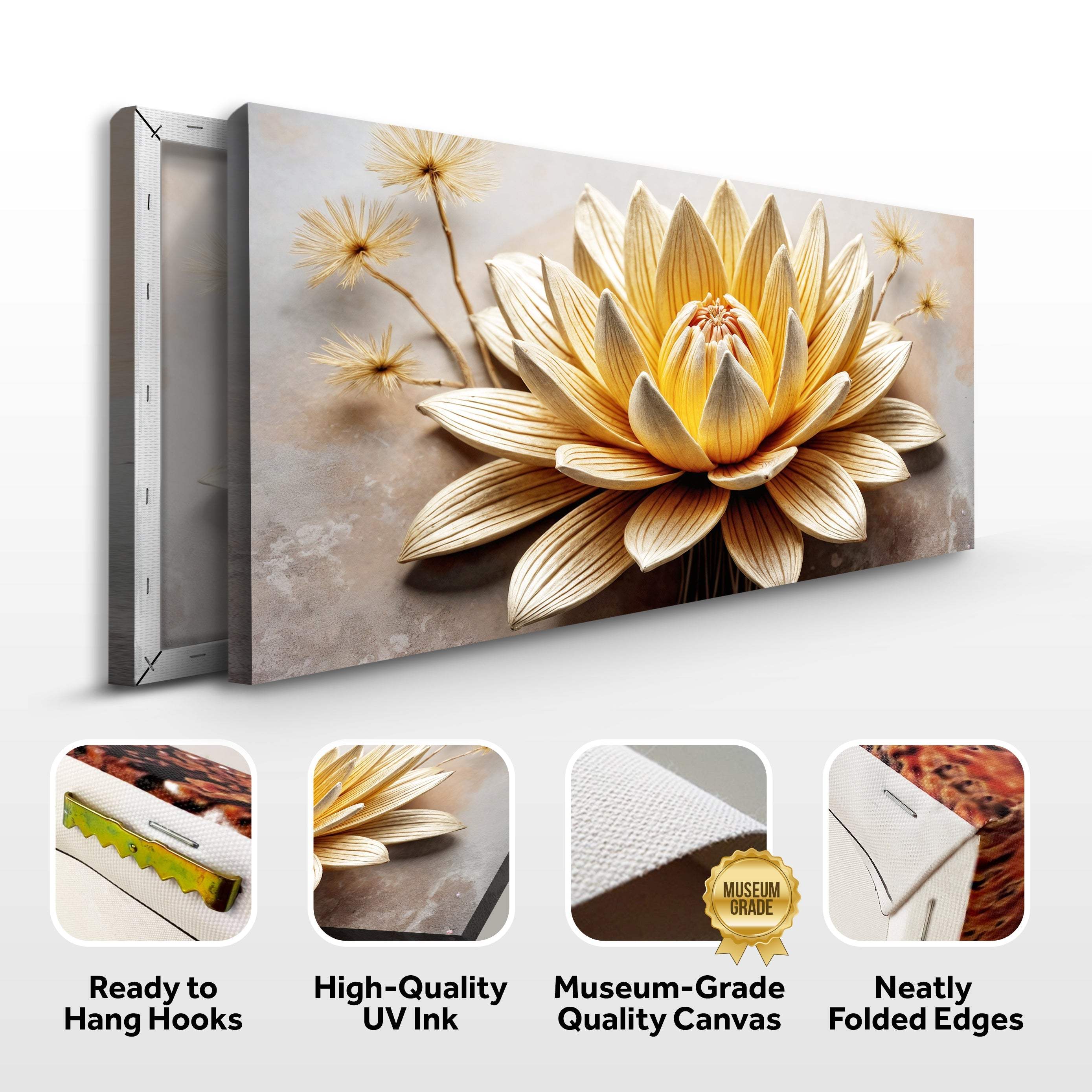 Golden Lotus Minimalist Abstract Wall Art II - Image 8