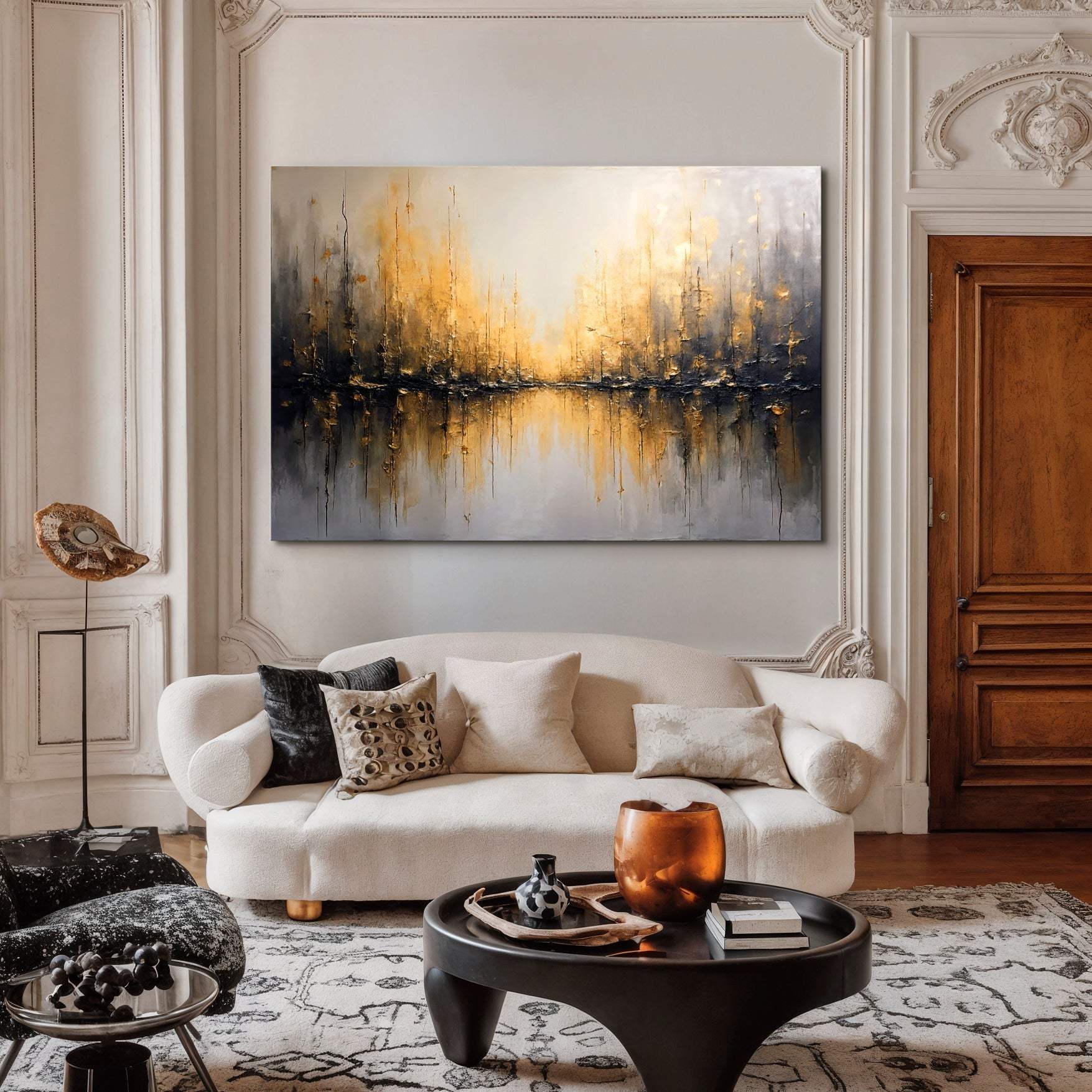 Golden Reflections Abstract Wall Art - Image 3