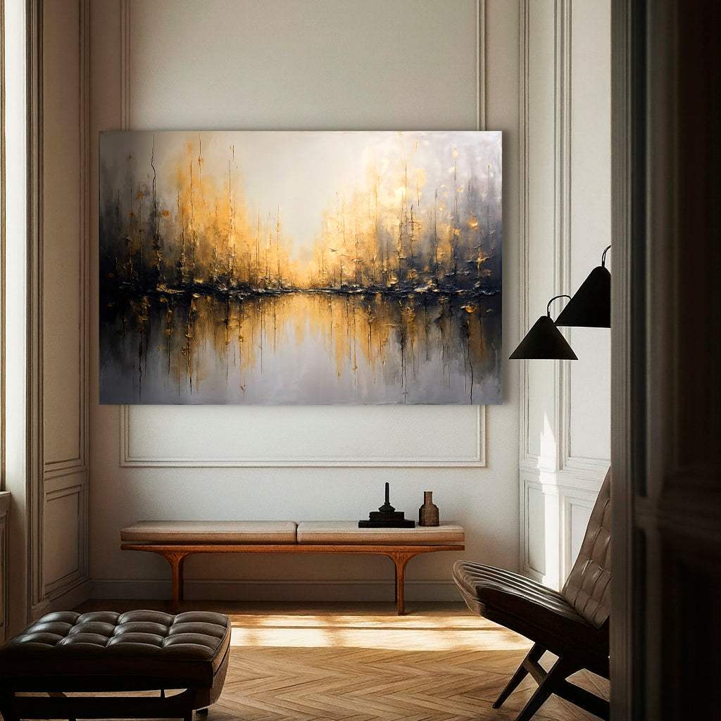 Golden Reflections Abstract Wall Art - Image 4