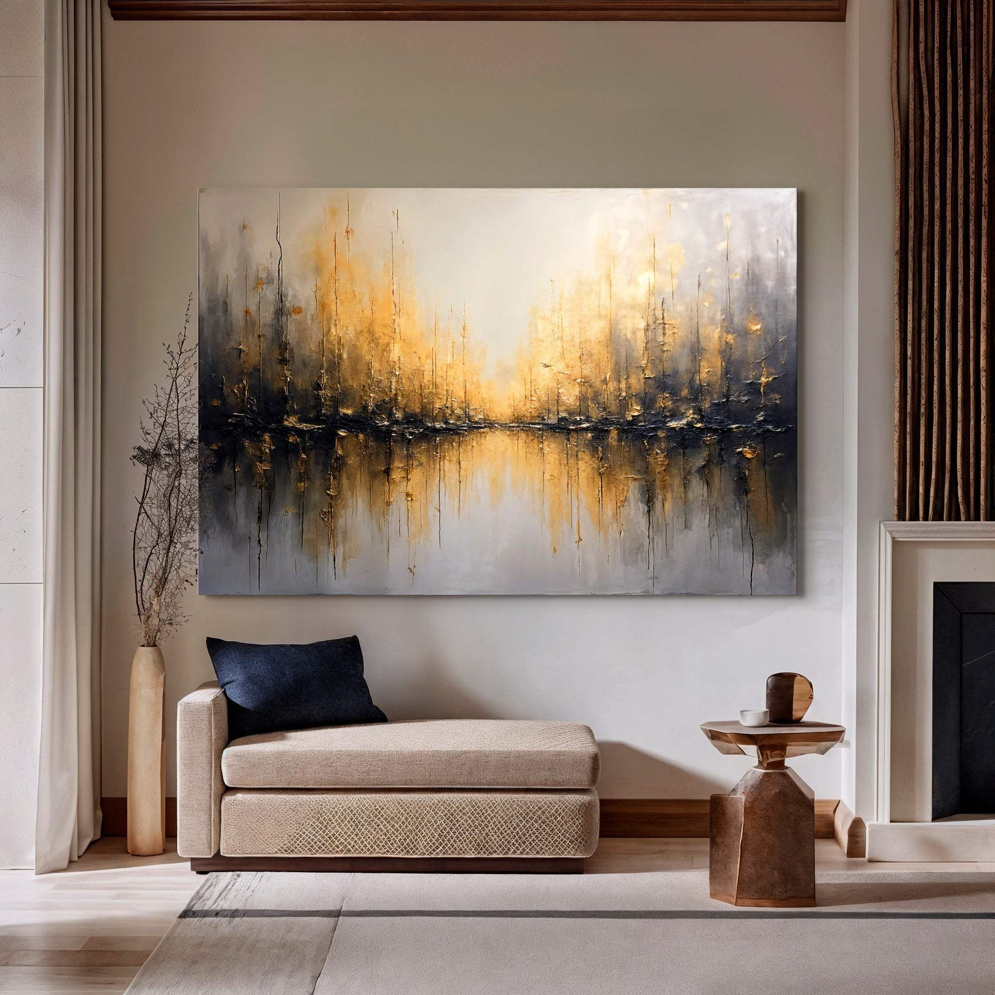 Golden Reflections Abstract Wall Art - Image 5