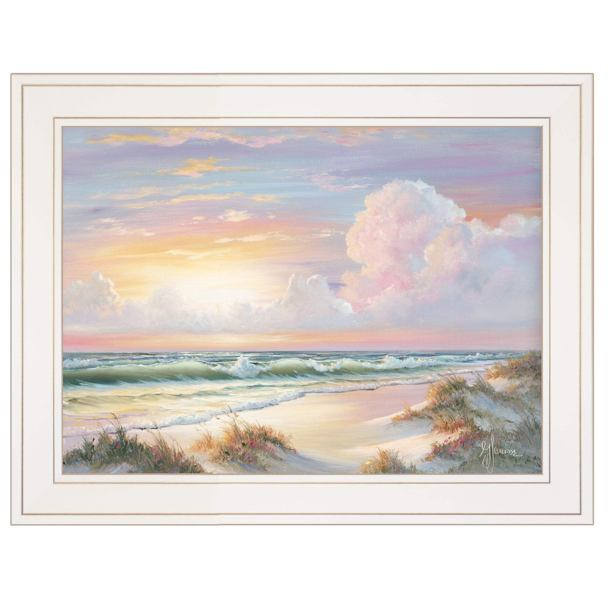 Golden Sunset on Crystal Cove 1 White Framed Print Wall Art - Image 2