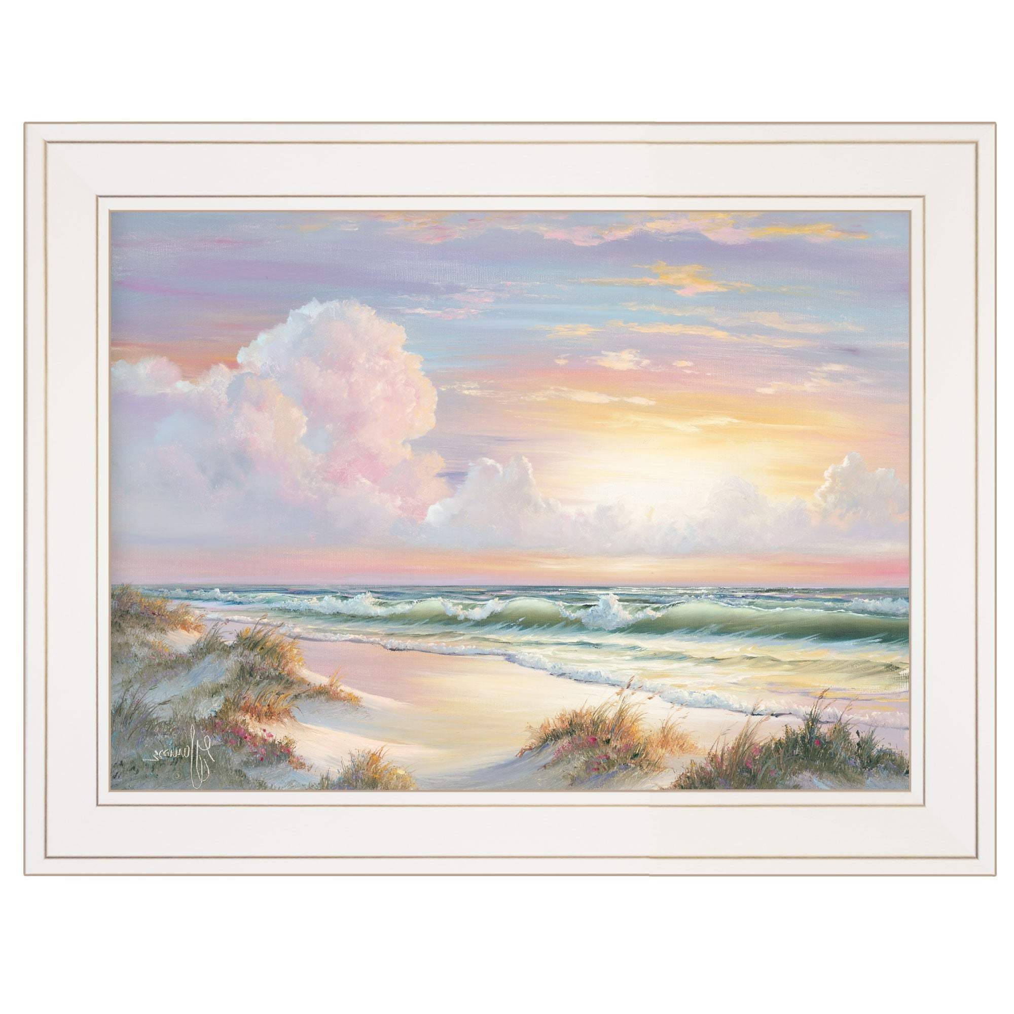 Golden Sunset on Crystal Cove 1 White Framed Print Wall Art - Image 3
