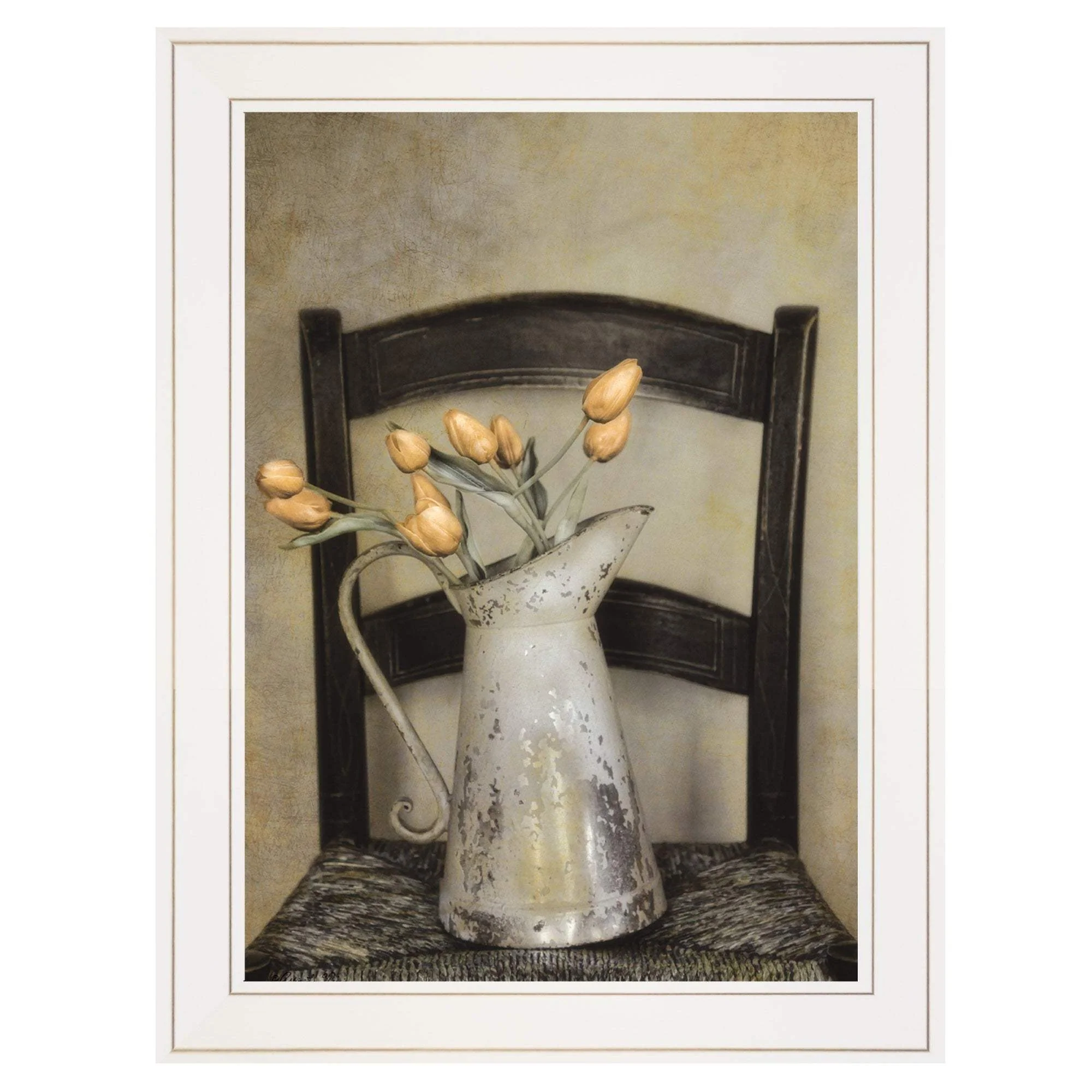 Golden Tulips 1 White Framed Print Wall Art - Image 2