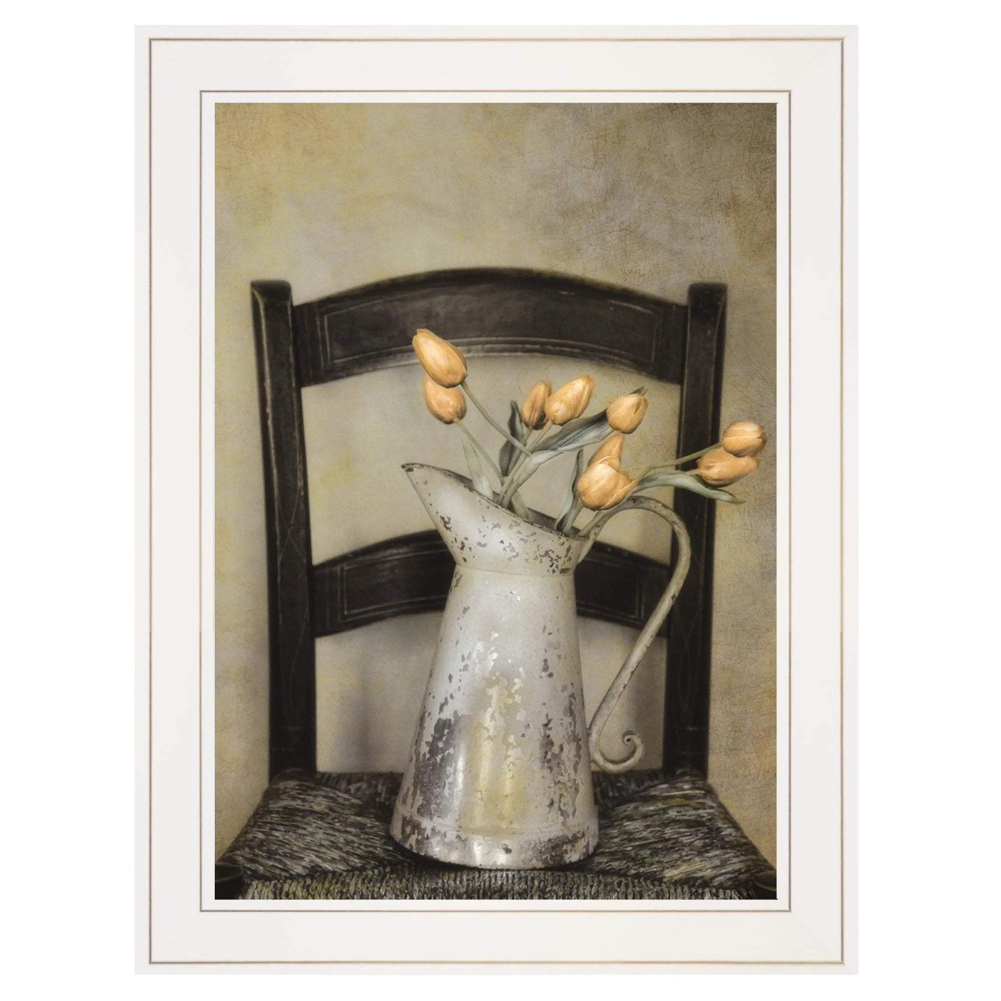 Golden Tulips 1 White Framed Print Wall Art - Image 3