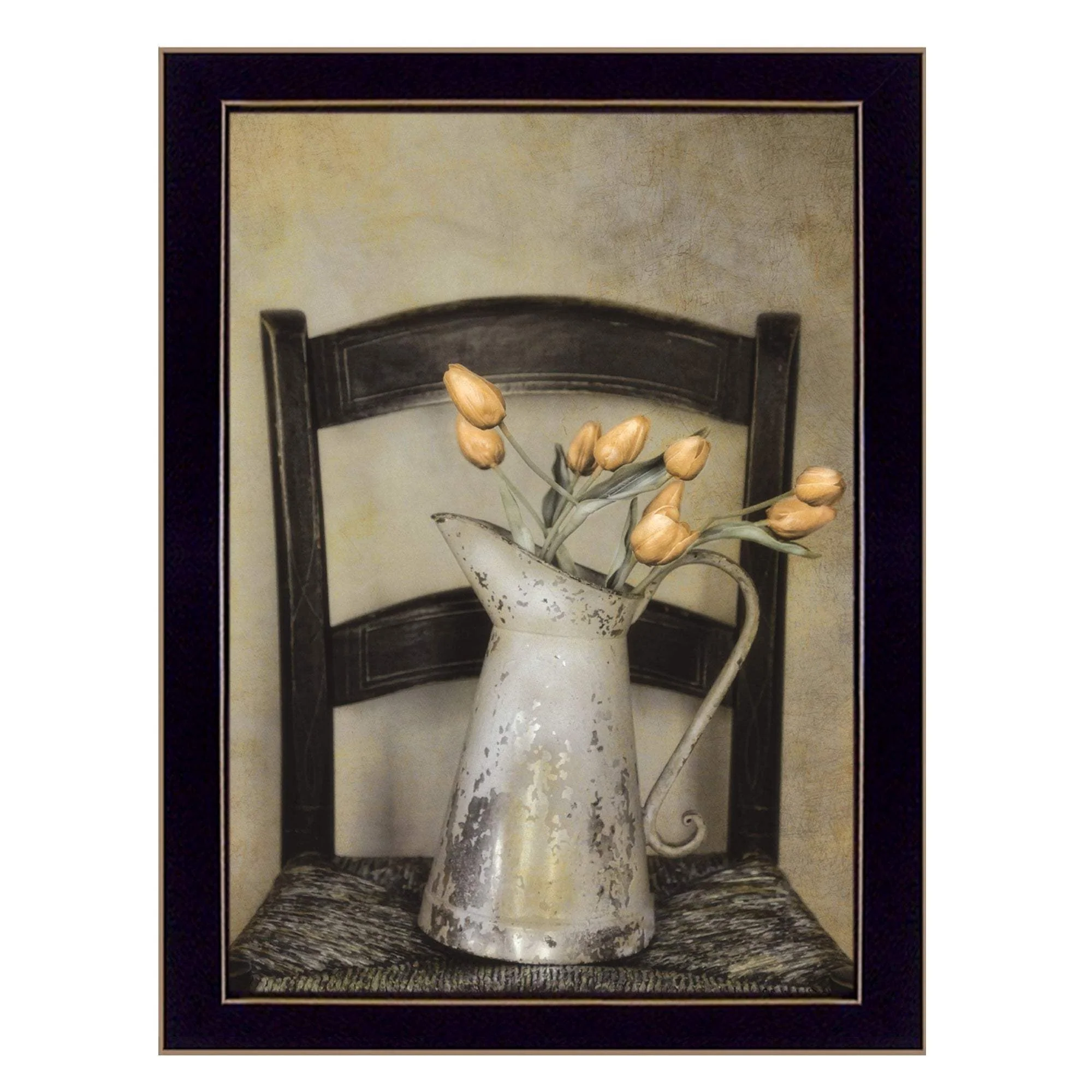 Golden Tulips 2 Black Framed Print Wall Art - Image 3
