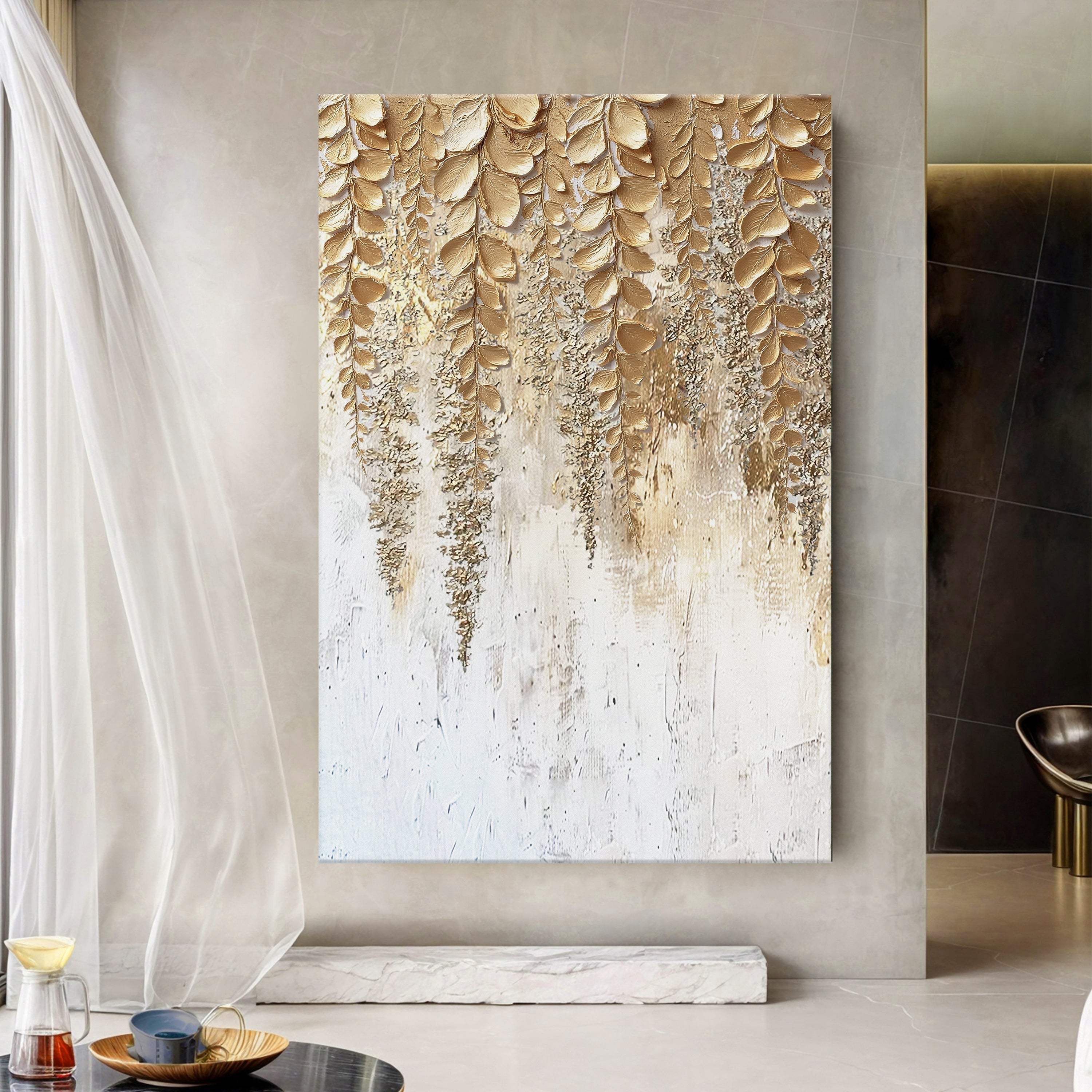 Golden Wisteria Wall Art - Image 3