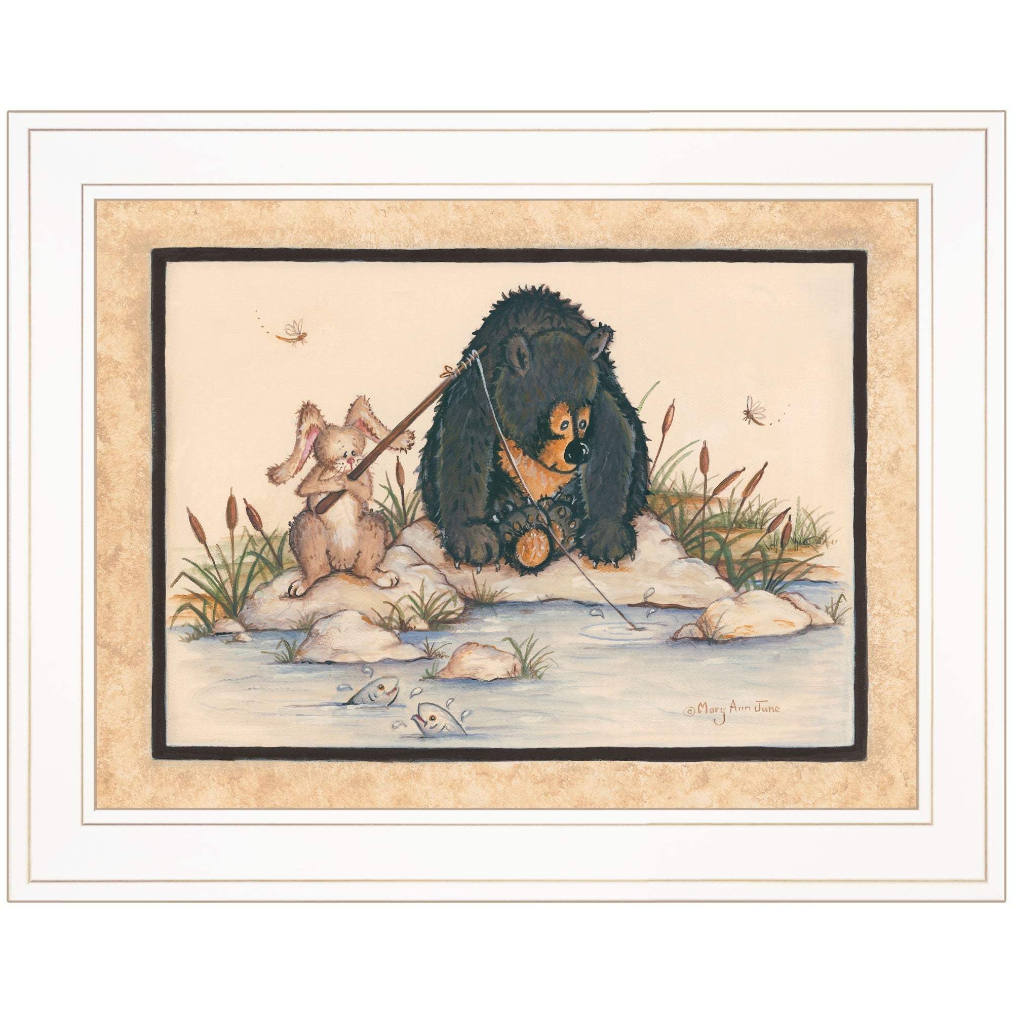 Gone Fishing 1 White Framed Print Wall Art - Image 2