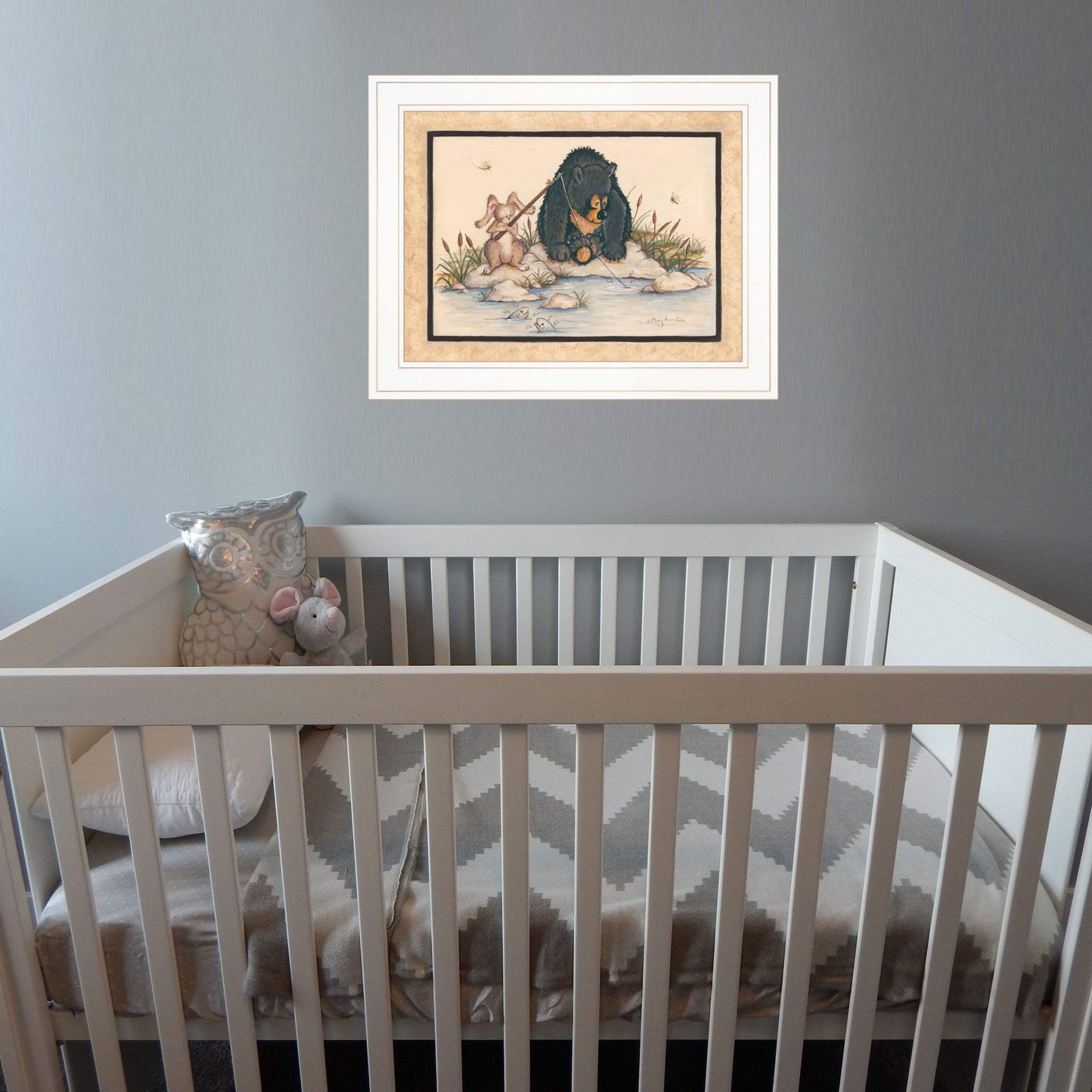 Gone Fishing 1 White Framed Print Wall Art - Image 4