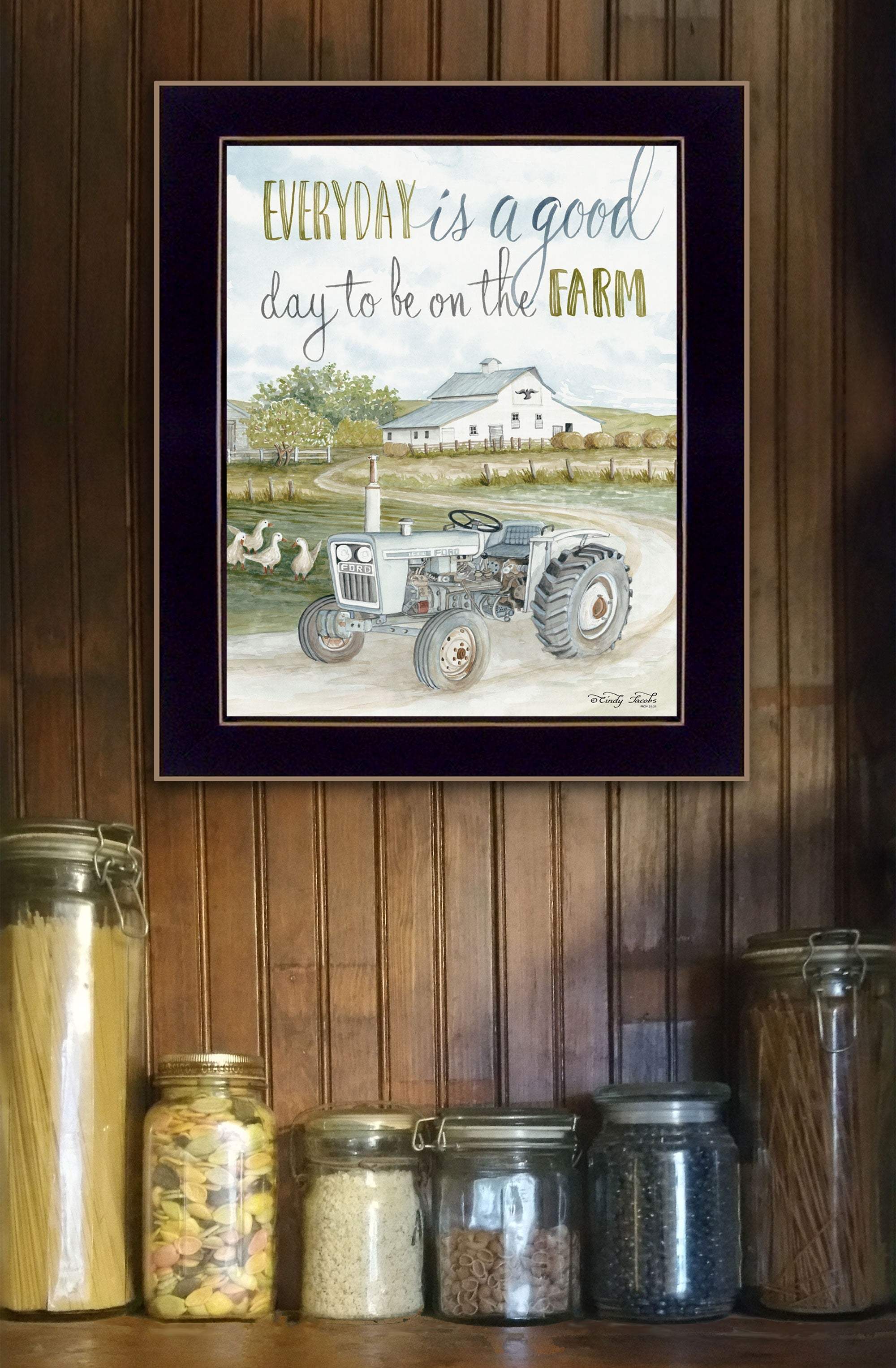 Good Day Antique Ford Tractor Black Framed Print Wall Art - Image 5