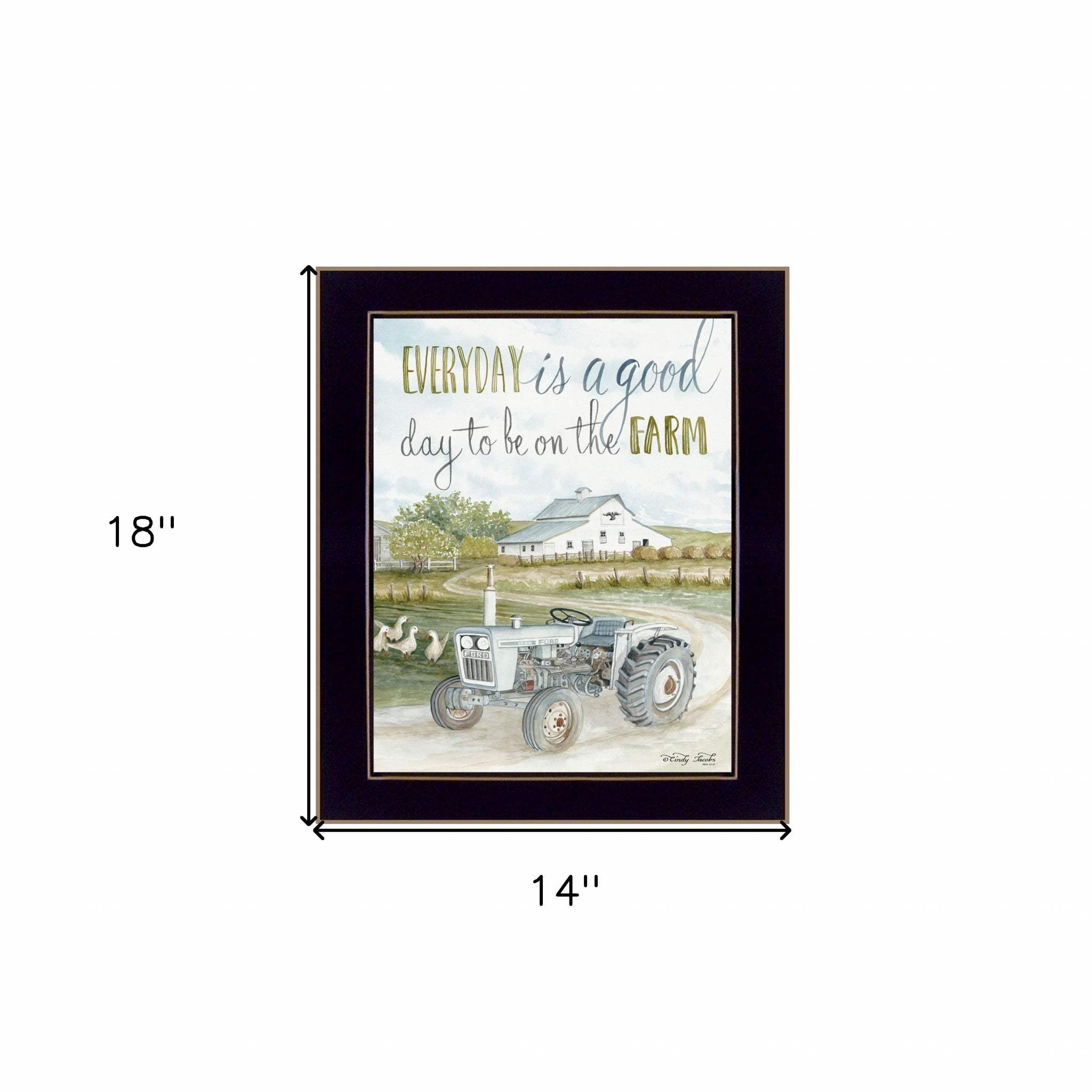 Good Day Antique Ford Tractor Black Framed Print Wall Art - Image 6