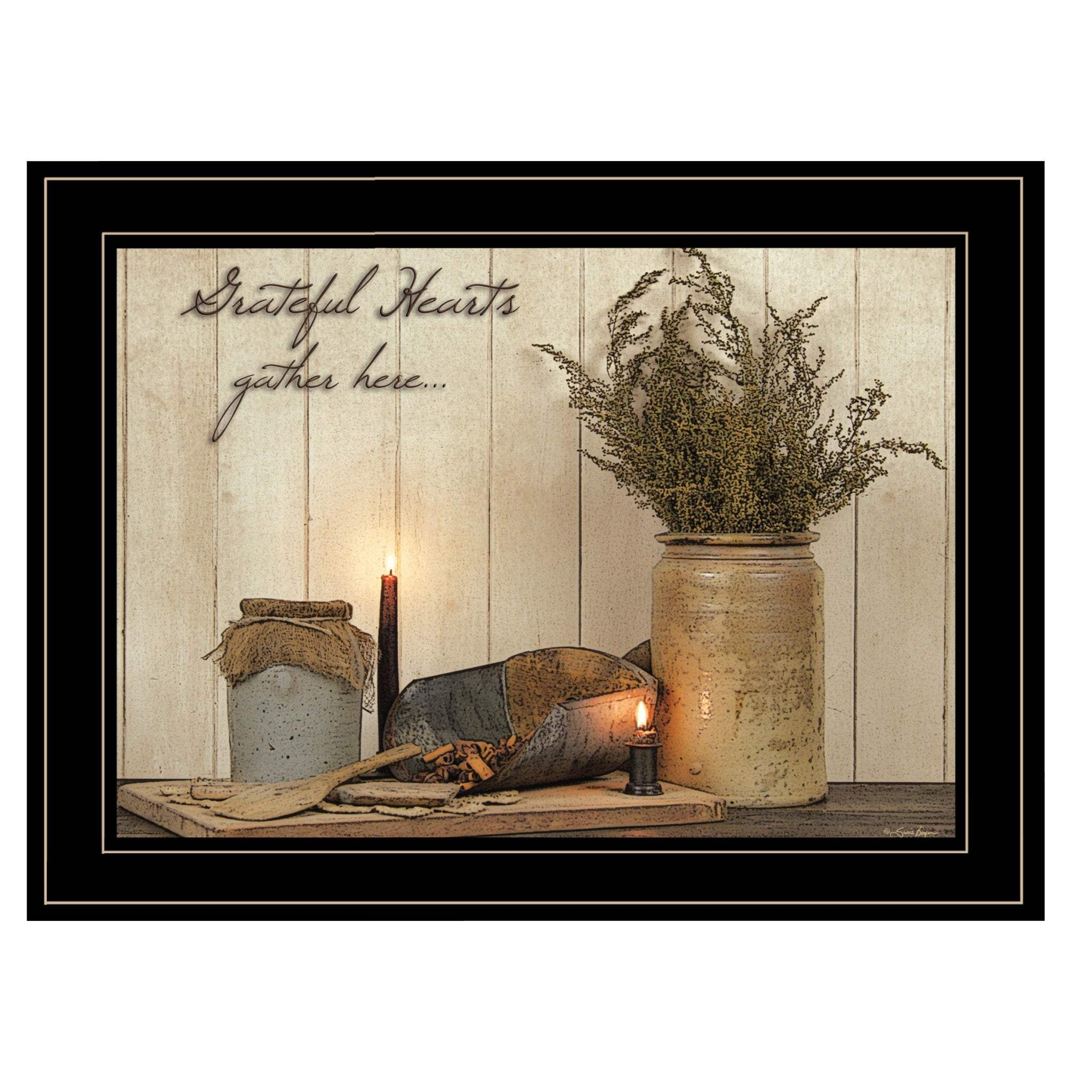 Grateful Hearts 2 Black Framed Print Kitchen Wall Art - Image 2
