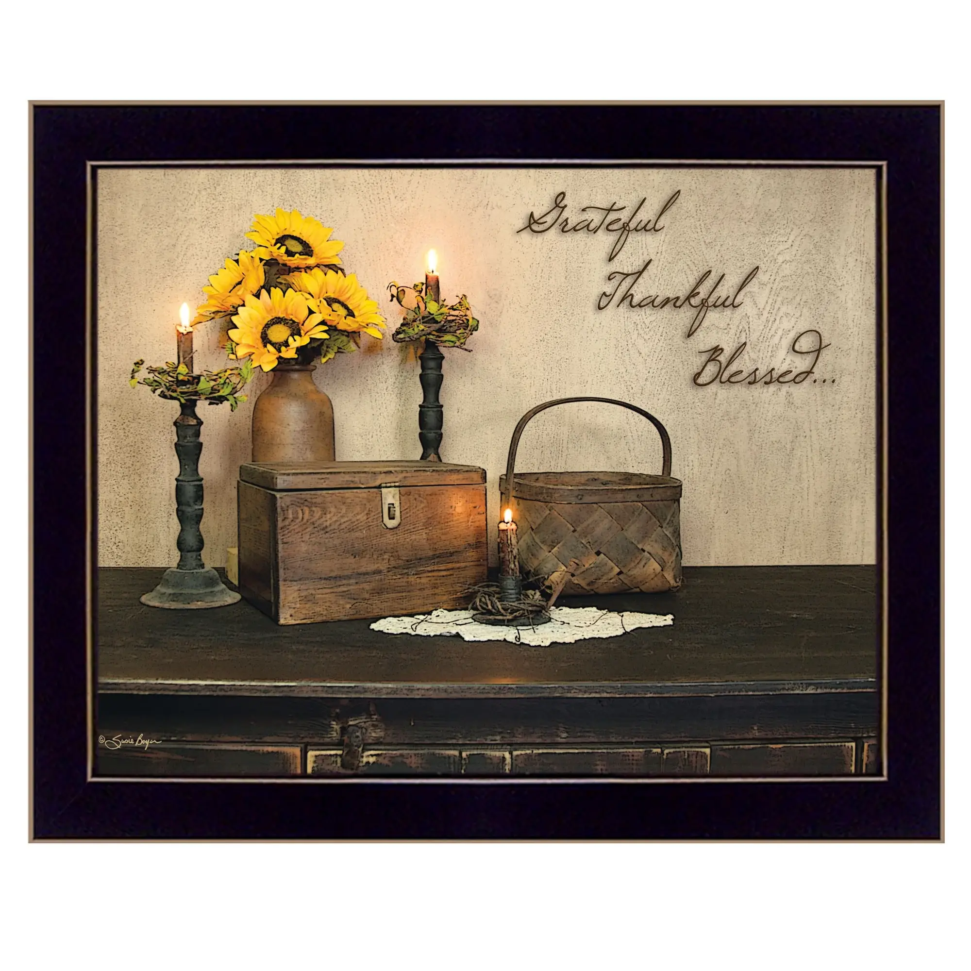 Grateful Thankful Blessed 1 Black Framed Print Wall Art - Image 2