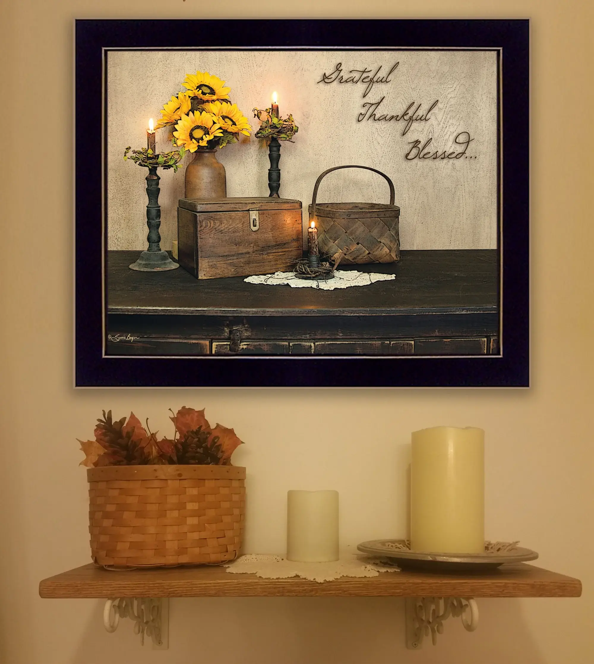 Grateful Thankful Blessed 1 Black Framed Print Wall Art - Image 4