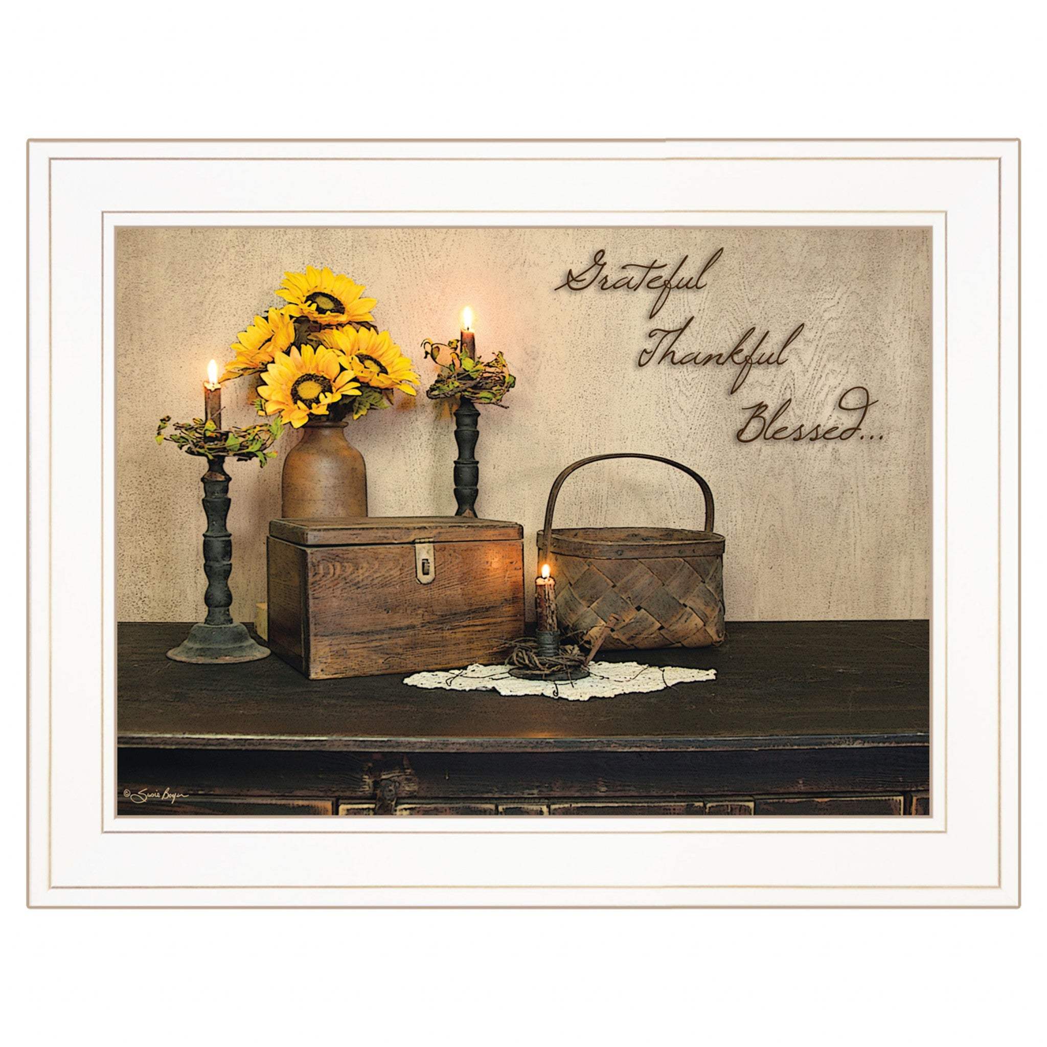 Grateful Thankful Blessing White Framed Print Wall Art - Image 2