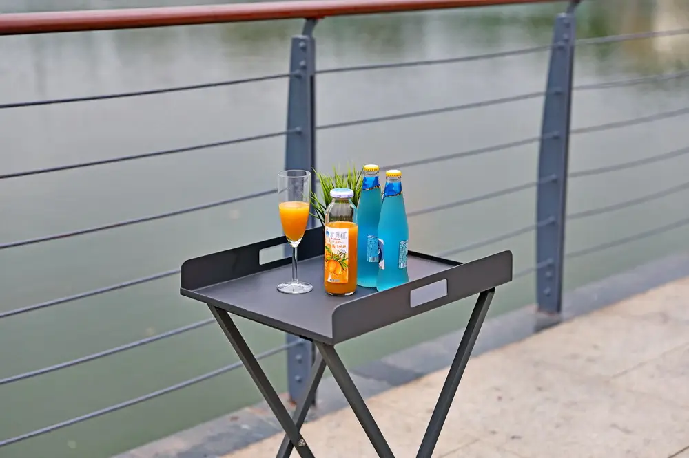 Gray Aluminum Indoor Outdoor Tray Table - Image 7