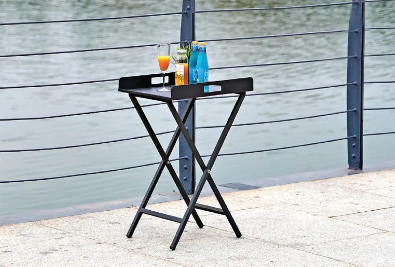 Gray Aluminum Indoor Outdoor Tray Table - Image 8