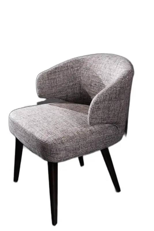 Gray And Black Upholstered Fabric Wing Back Dining Arm Chair - Image 2