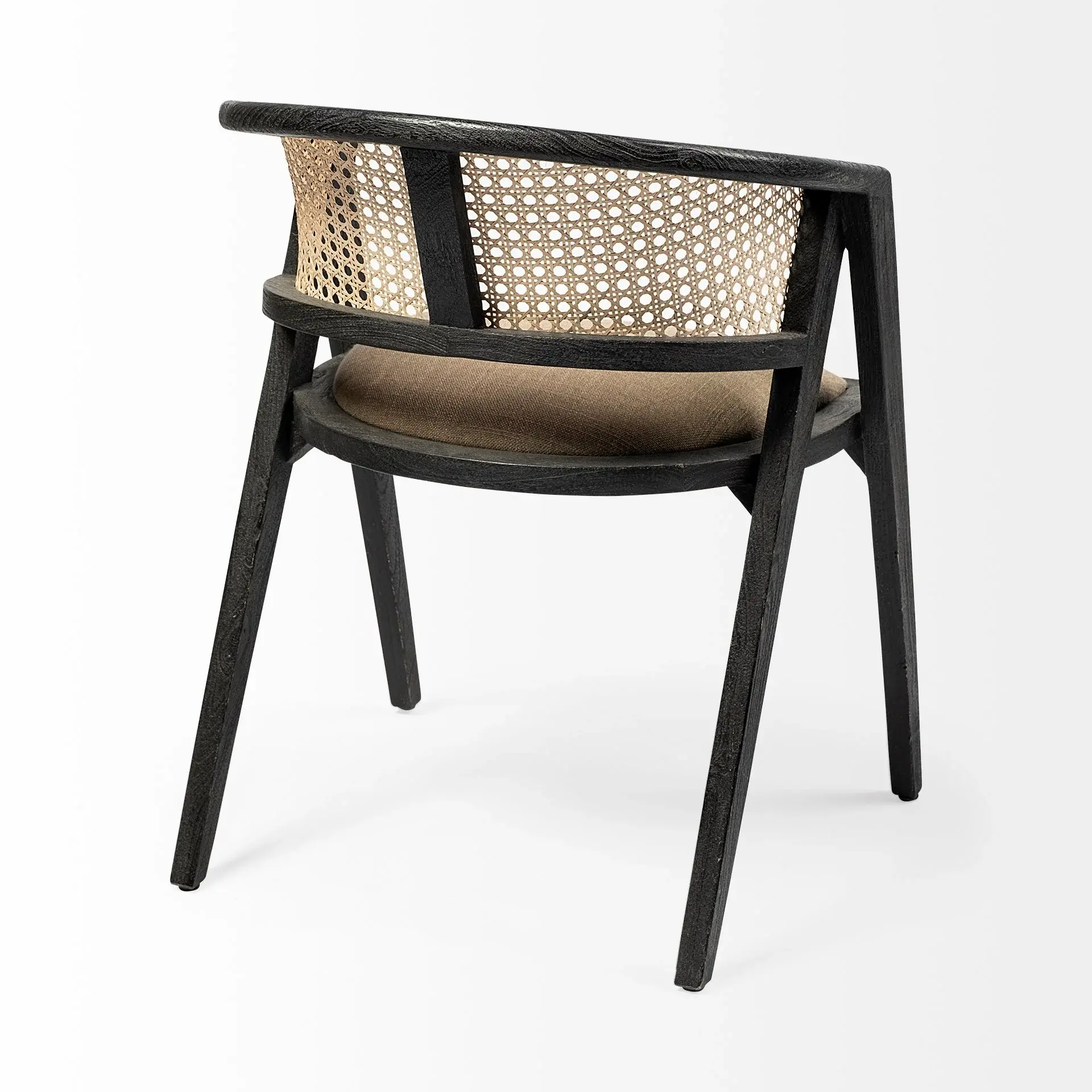 Gray And Black Upholstered Linen Open Back Dining Arm Chair - Image 5