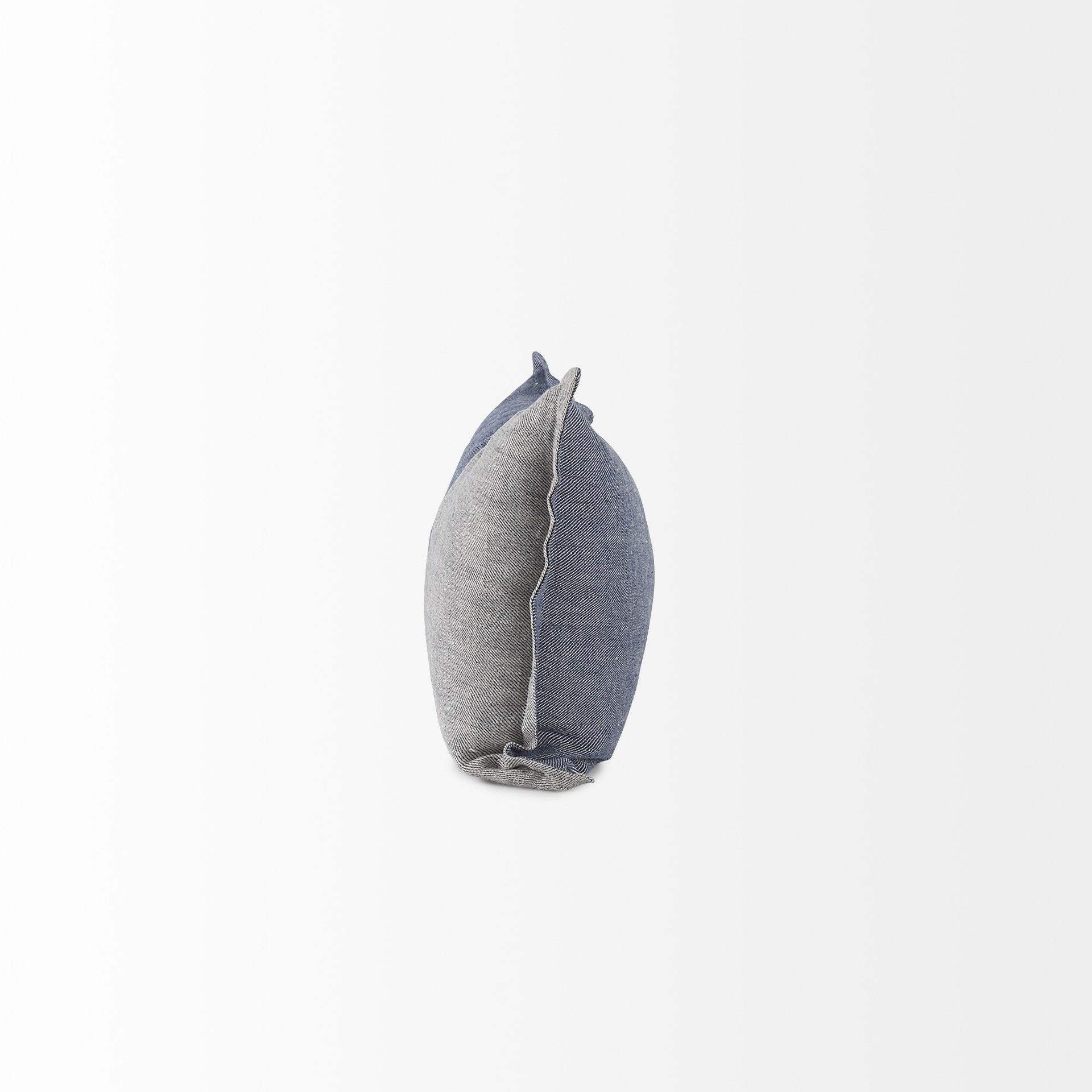Gray And Blue Color Block Lumbar Pillow Cover - Image 4