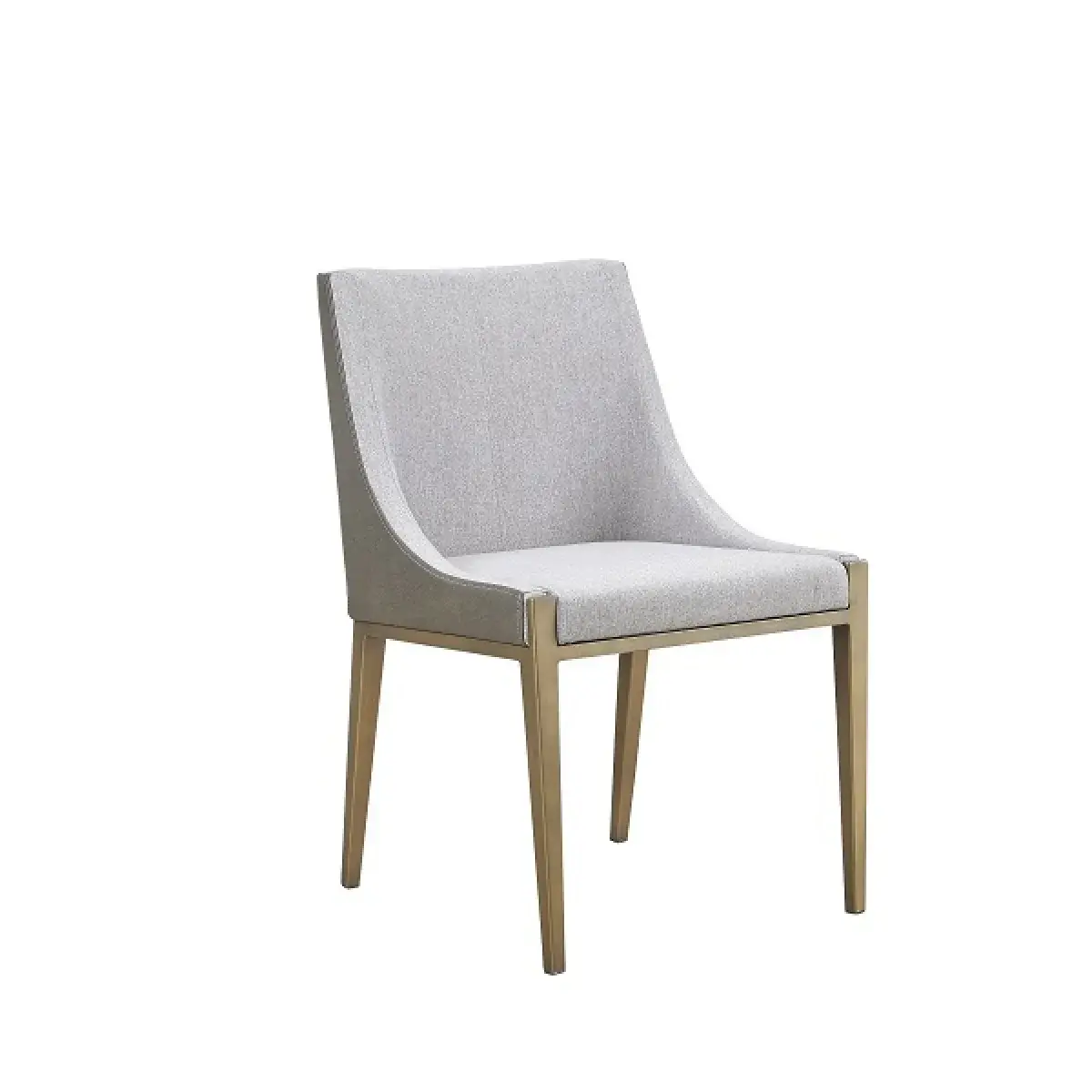Gray And Brass Upholstered Fabric Dining Side Chair - Image 2