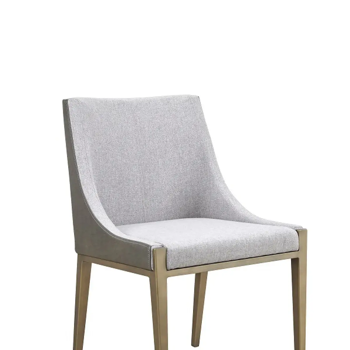 Gray And Brass Upholstered Fabric Dining Side Chair - Image 4