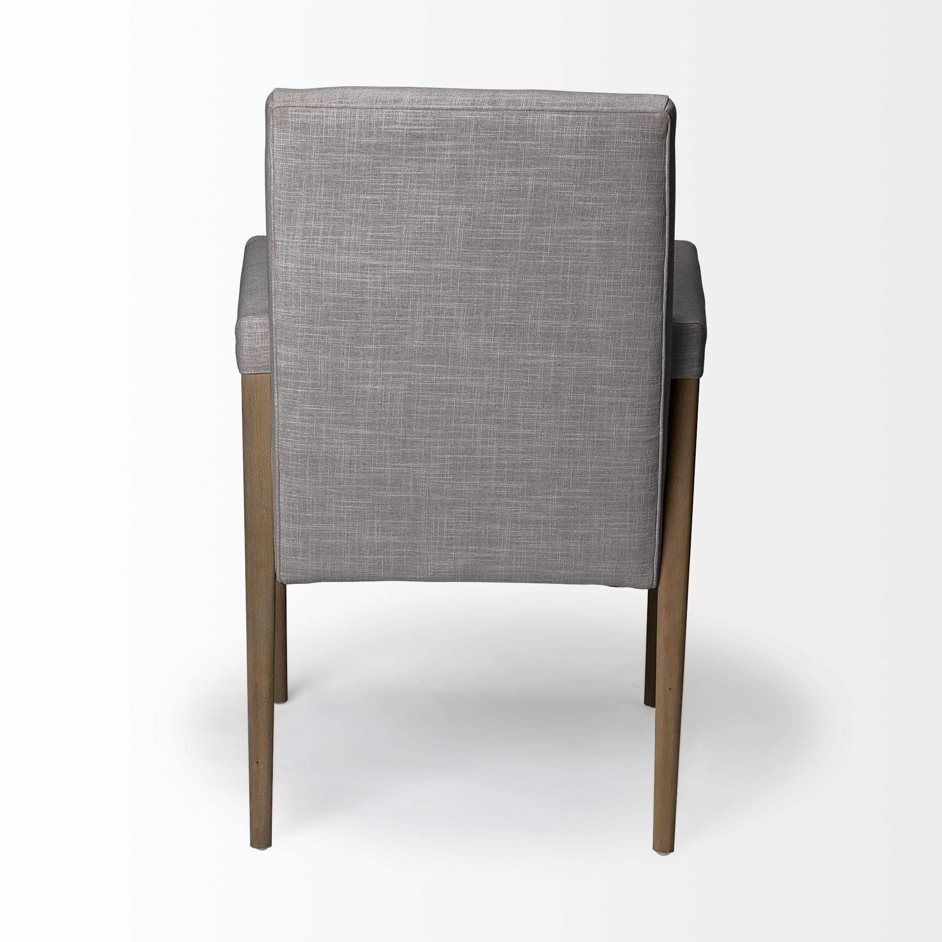 Gray And Brown Upholstered Fabric King Louis Back Dining Arm Chair - Image 4