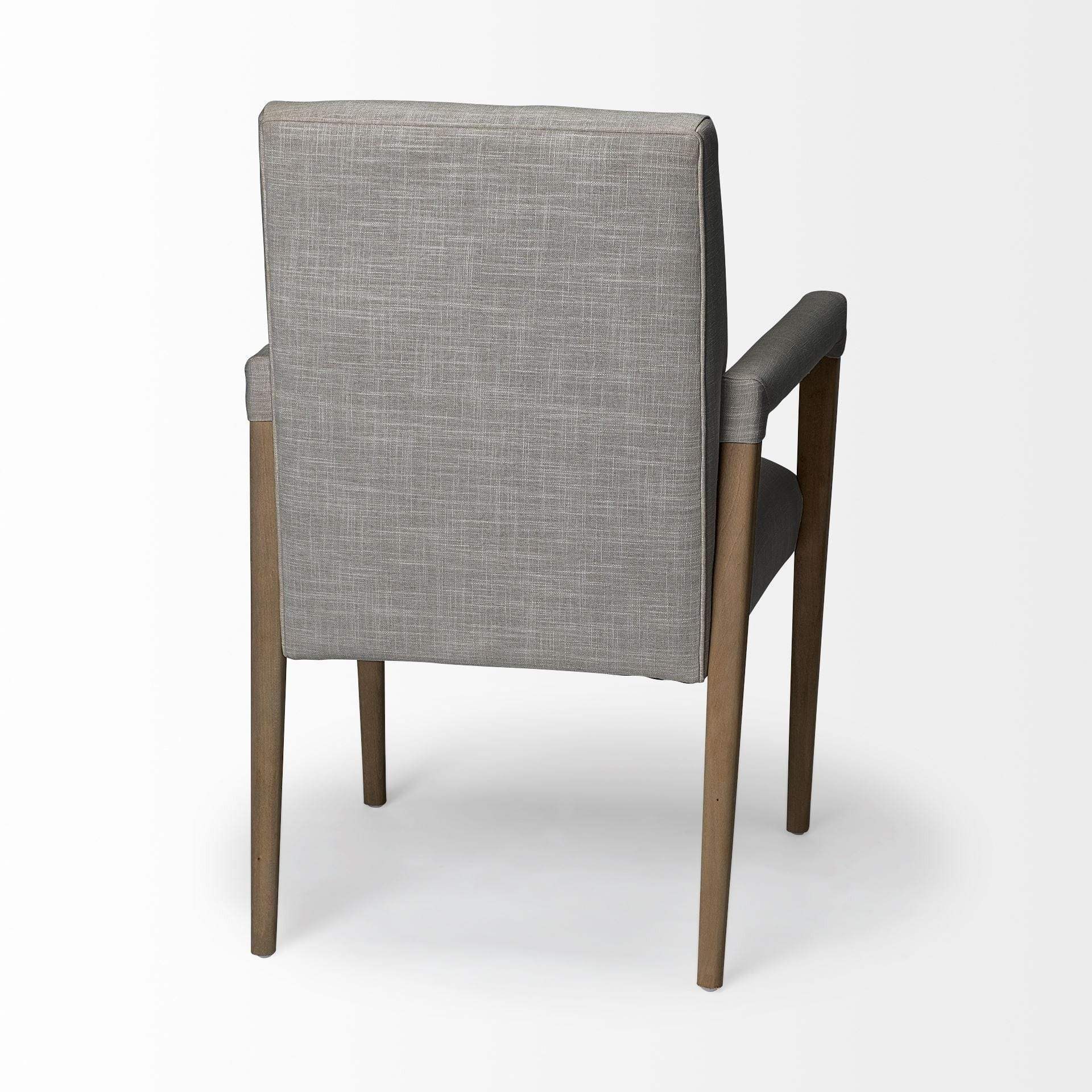 Gray And Brown Upholstered Fabric King Louis Back Dining Arm Chair - Image 5