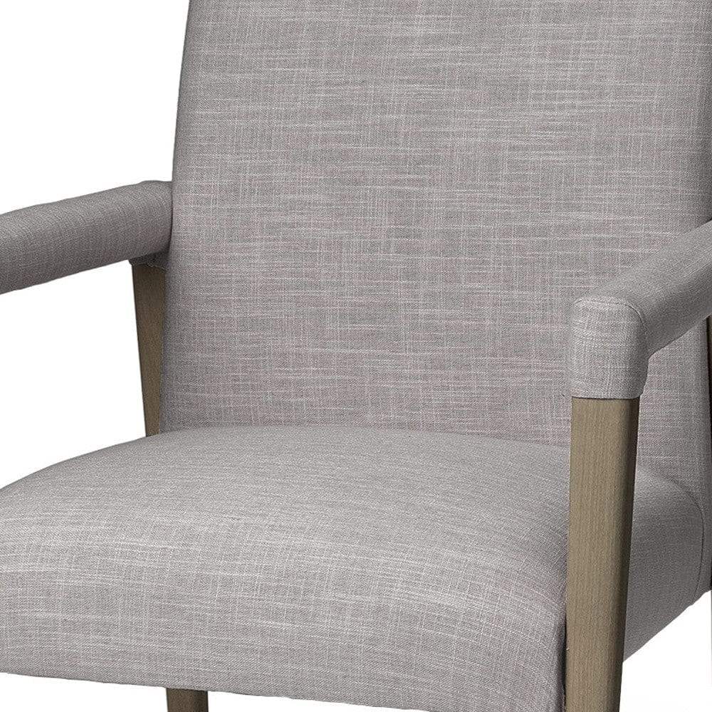 Gray And Brown Upholstered Fabric King Louis Back Dining Arm Chair - Image 6