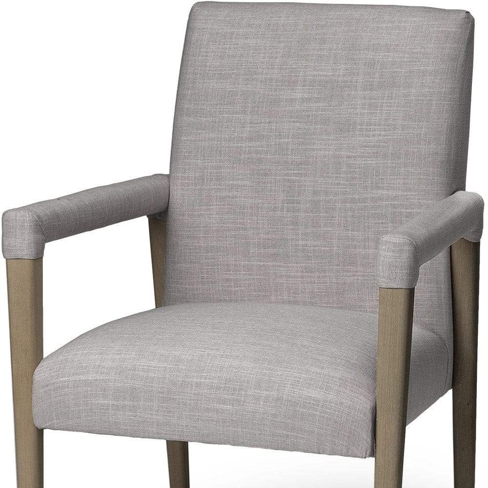 Gray And Brown Upholstered Fabric King Louis Back Dining Arm Chair - Image 7