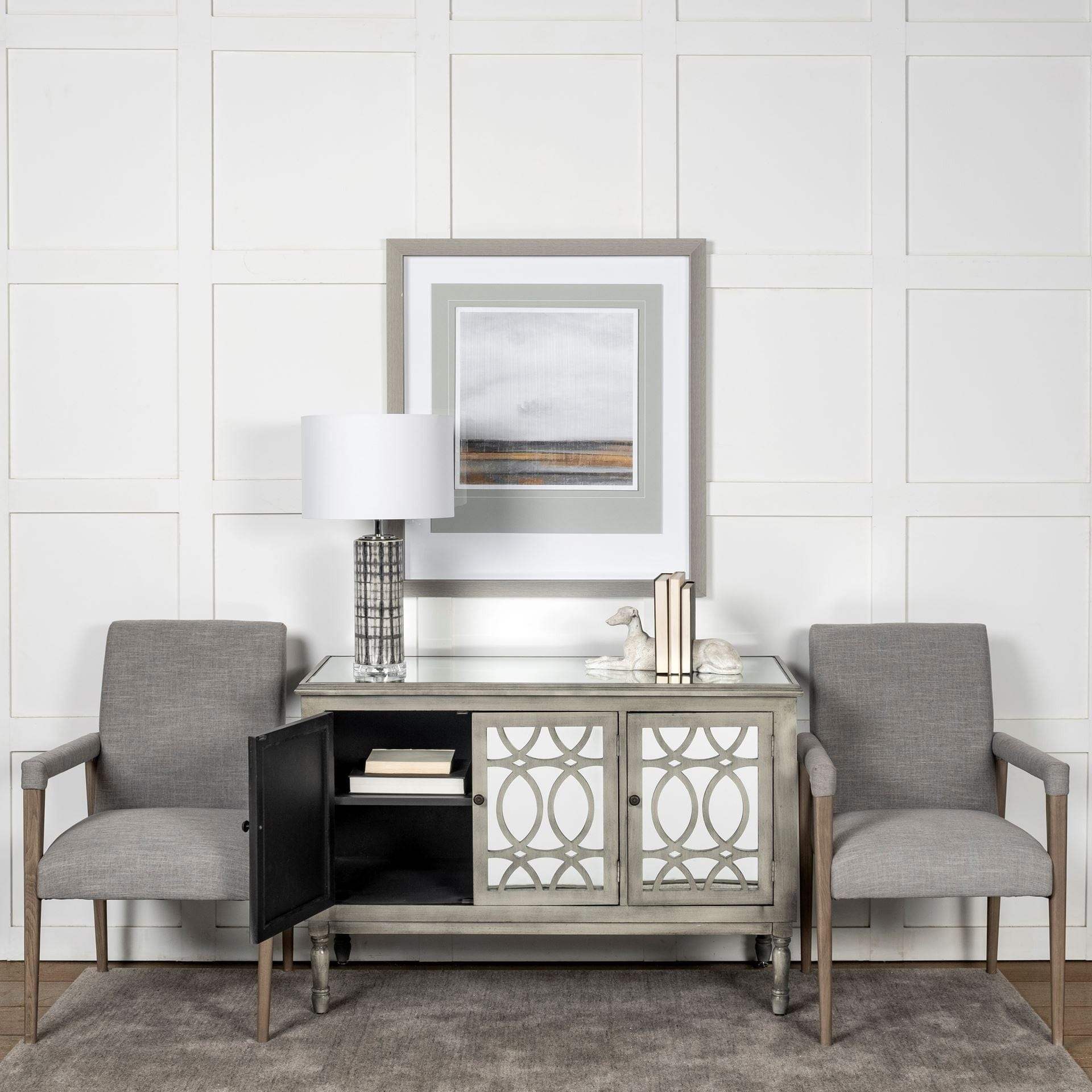 Gray And Brown Upholstered Fabric King Louis Back Dining Arm Chair - Image 9