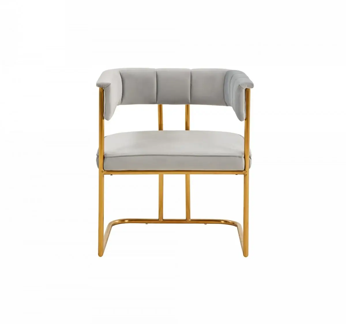 Gray And Gold Upholstered Fabric Dining Arm Chair - Image 3