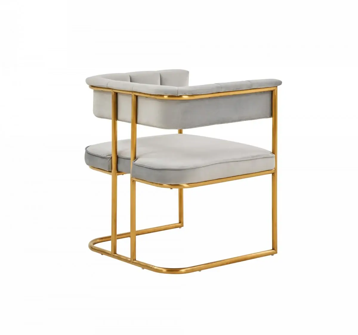 Gray And Gold Upholstered Fabric Dining Arm Chair - Image 4