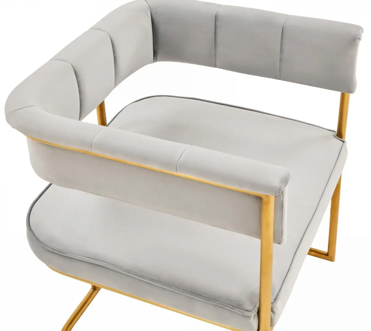 Gray And Gold Upholstered Fabric Dining Arm Chair - Image 5