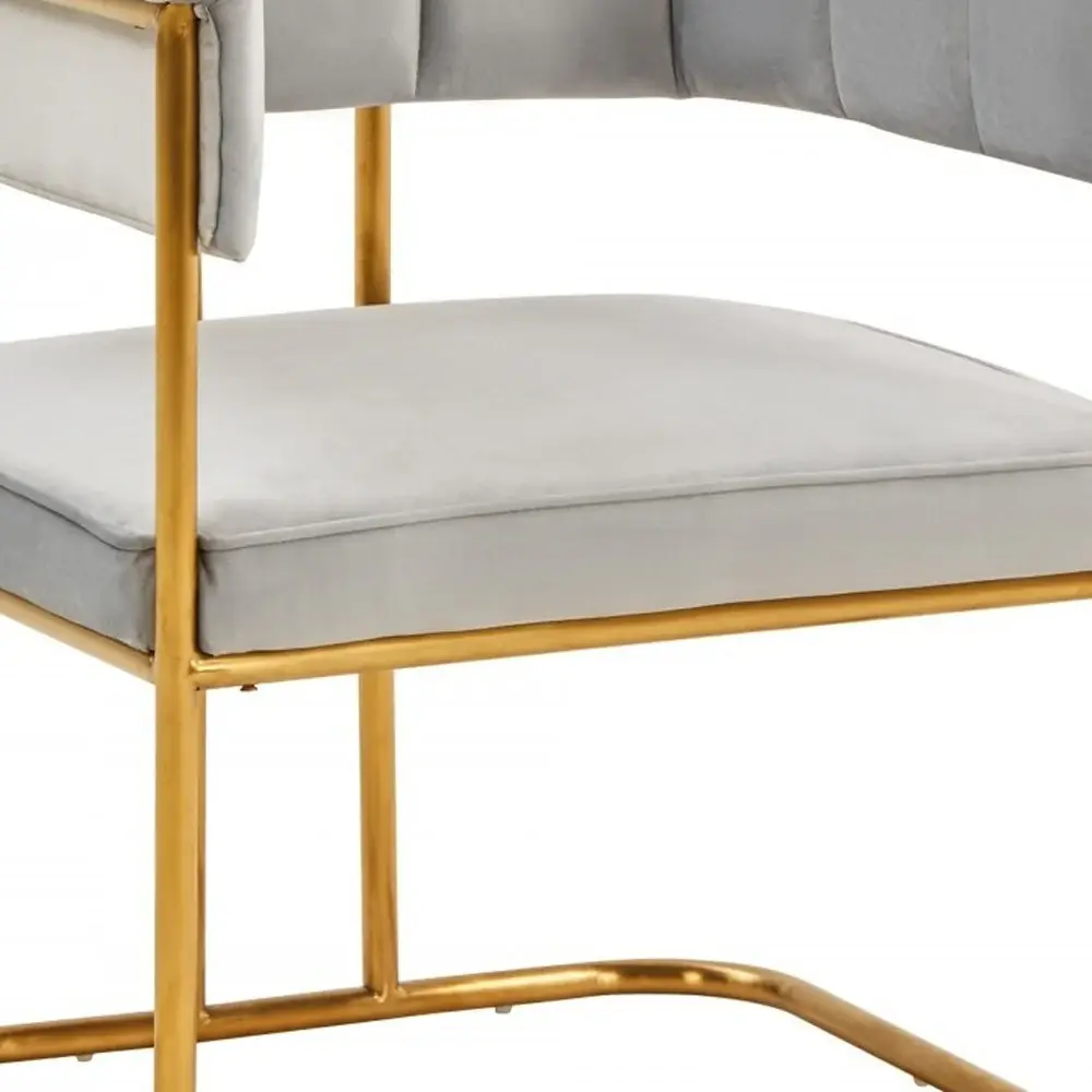 Gray And Gold Upholstered Fabric Dining Arm Chair - Image 6