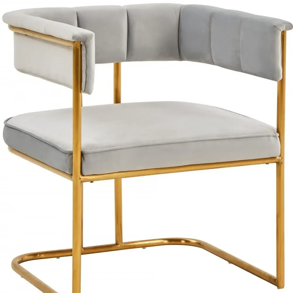 Gray And Gold Upholstered Fabric Dining Arm Chair - Image 7