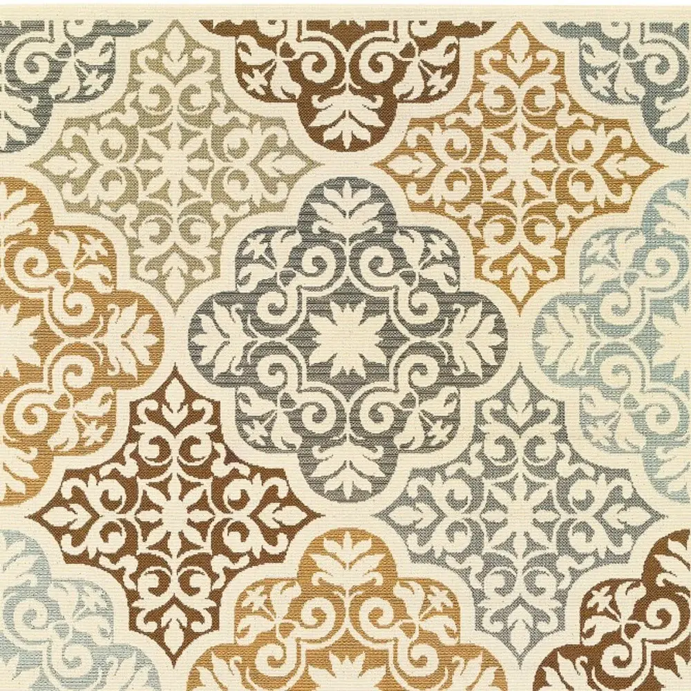 Gray and Ivory Moroccan Indoor Outdoor Area Rug - Image 3