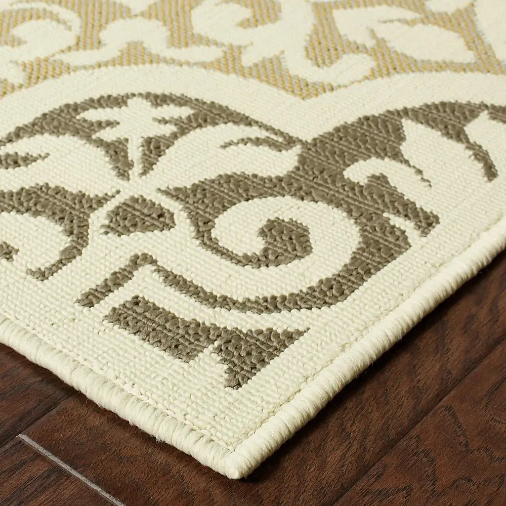 Gray and Ivory Moroccan Indoor Outdoor Area Rug - Image 5