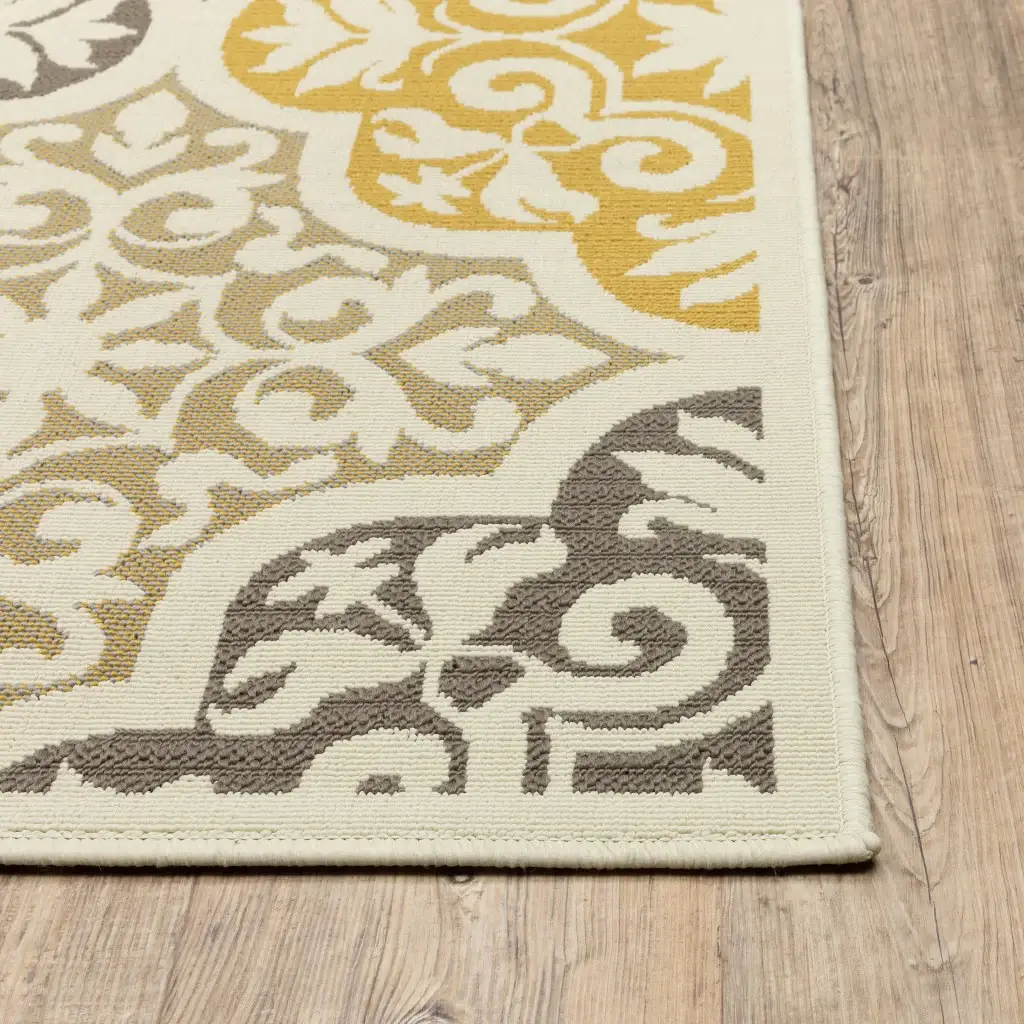 Gray and Ivory Moroccan Indoor Outdoor Area Rug - Image 6