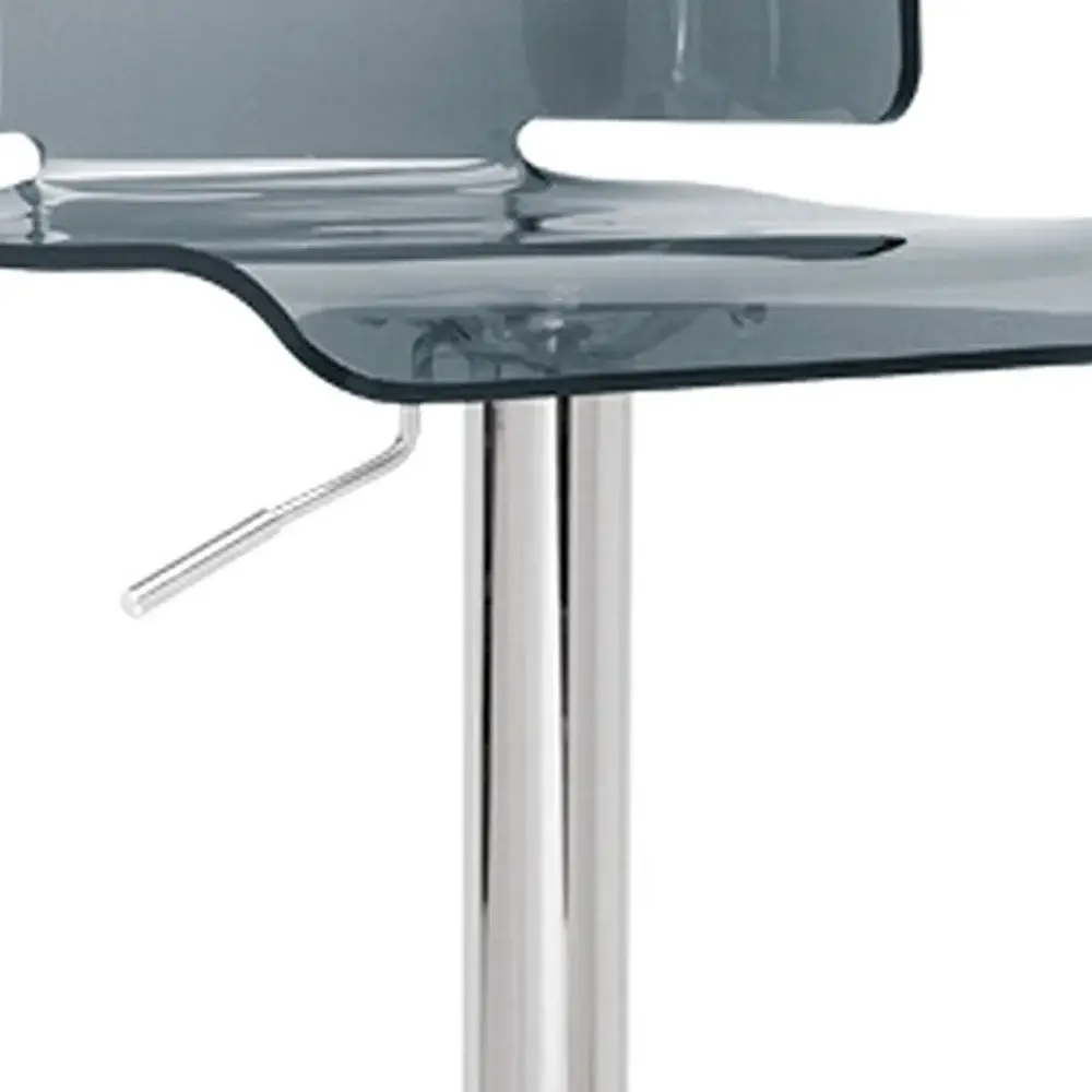 Gray And Silver Metal Swivel Low Back Adjustable Height Bar Chair - Image 3