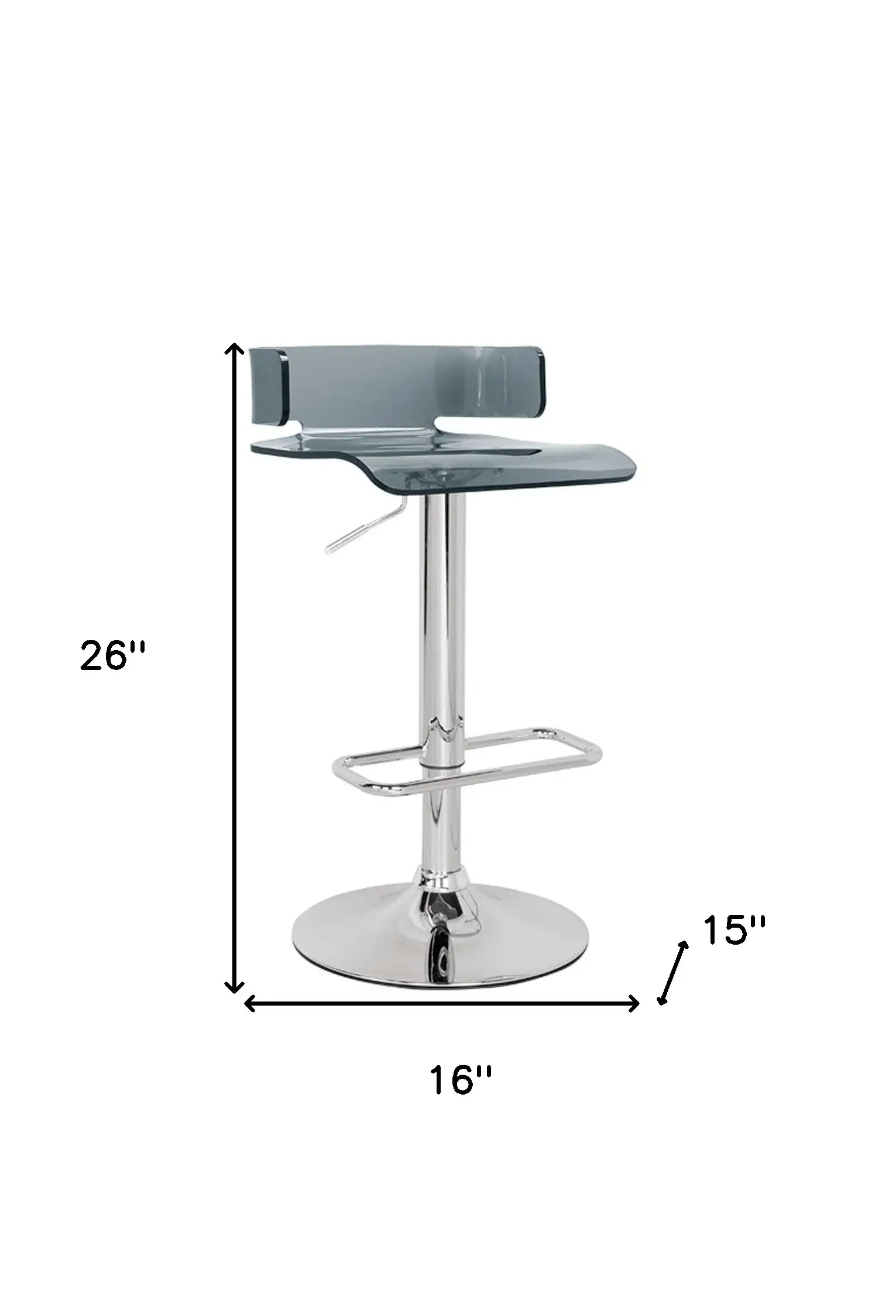 Gray And Silver Metal Swivel Low Back Adjustable Height Bar Chair - Image 5