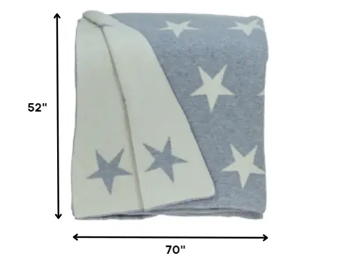 Gray And White Stars Knitted Throw Blanket - Image 9