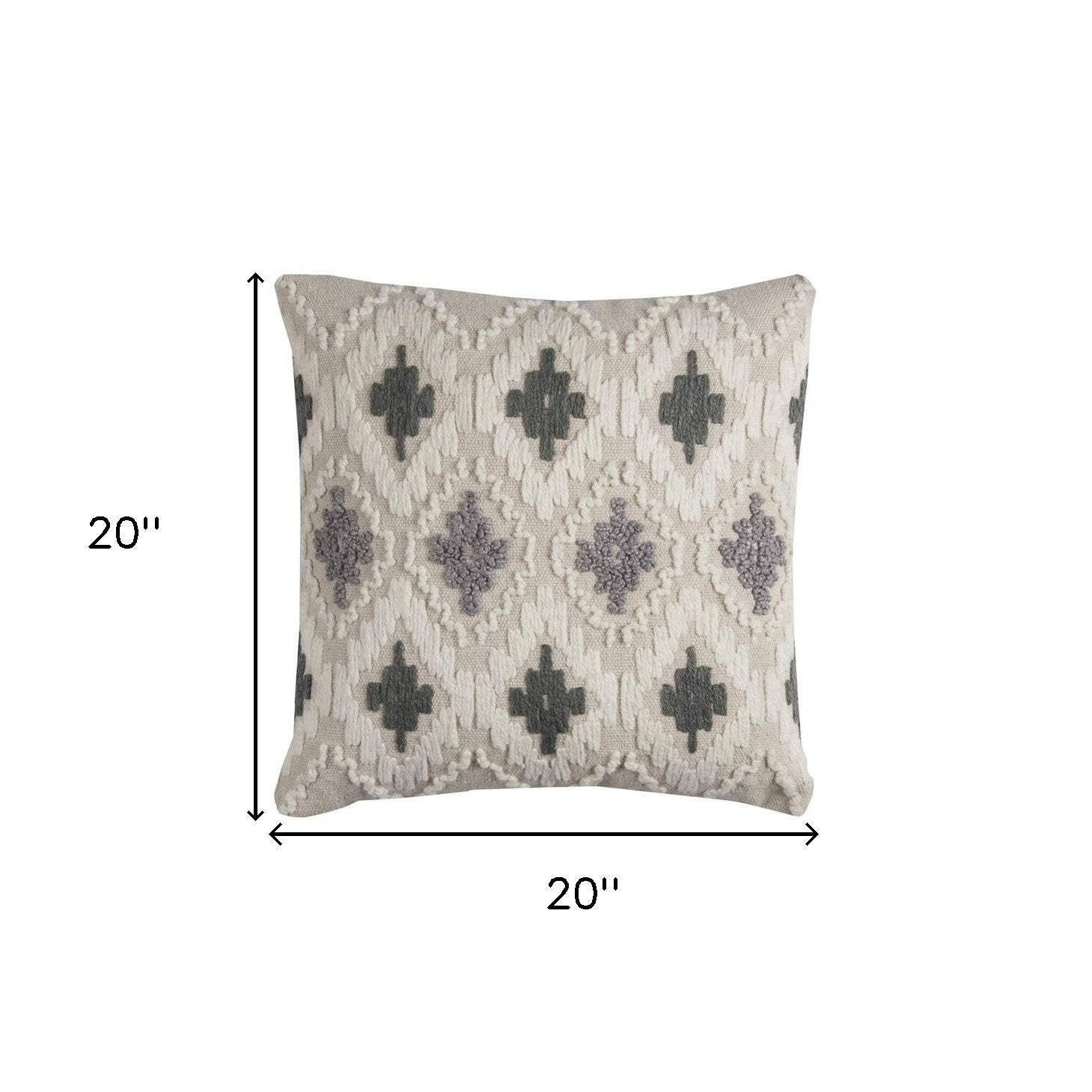 Gray Beige Classic Ikat Pattern Throw Pillow - Image 3