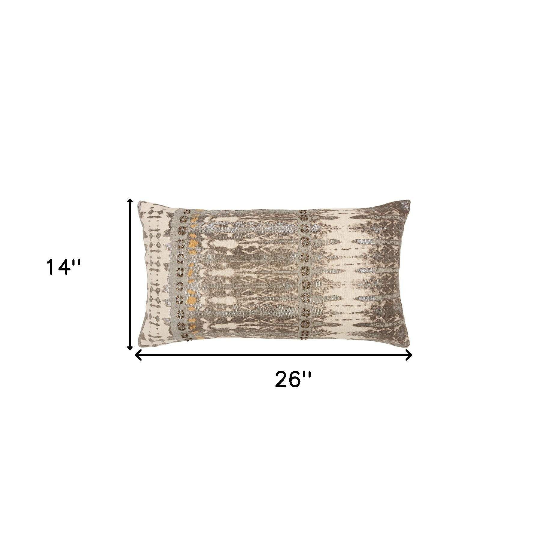 Gray Beige Tribal Distressed Lumbar Pillow - Image 5