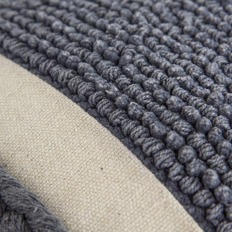 Gray Braided Stripe Macrame Fringe Lumbar Pillow - Image 6